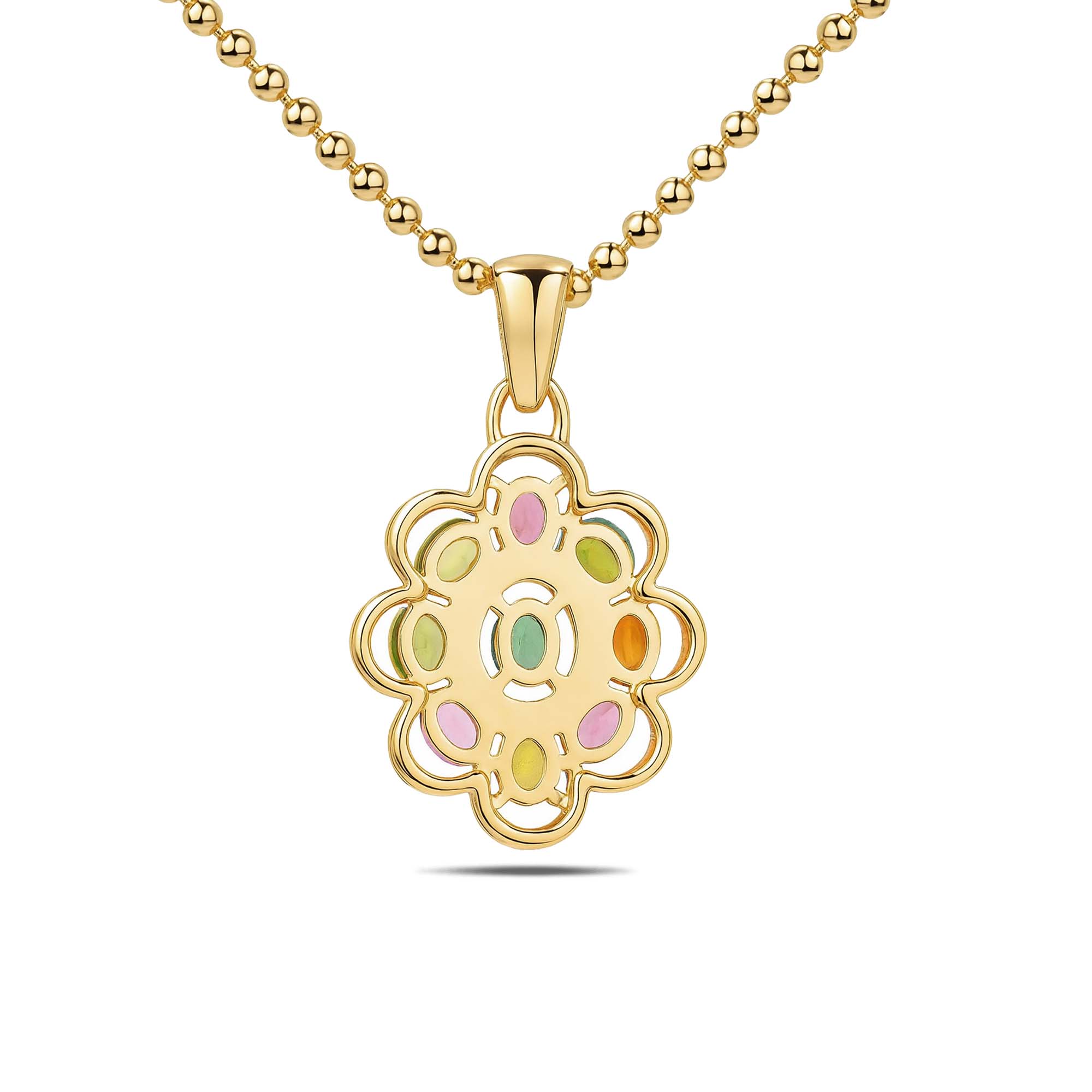 Multi Tourmaline Oval Pendant with Prong Setting
