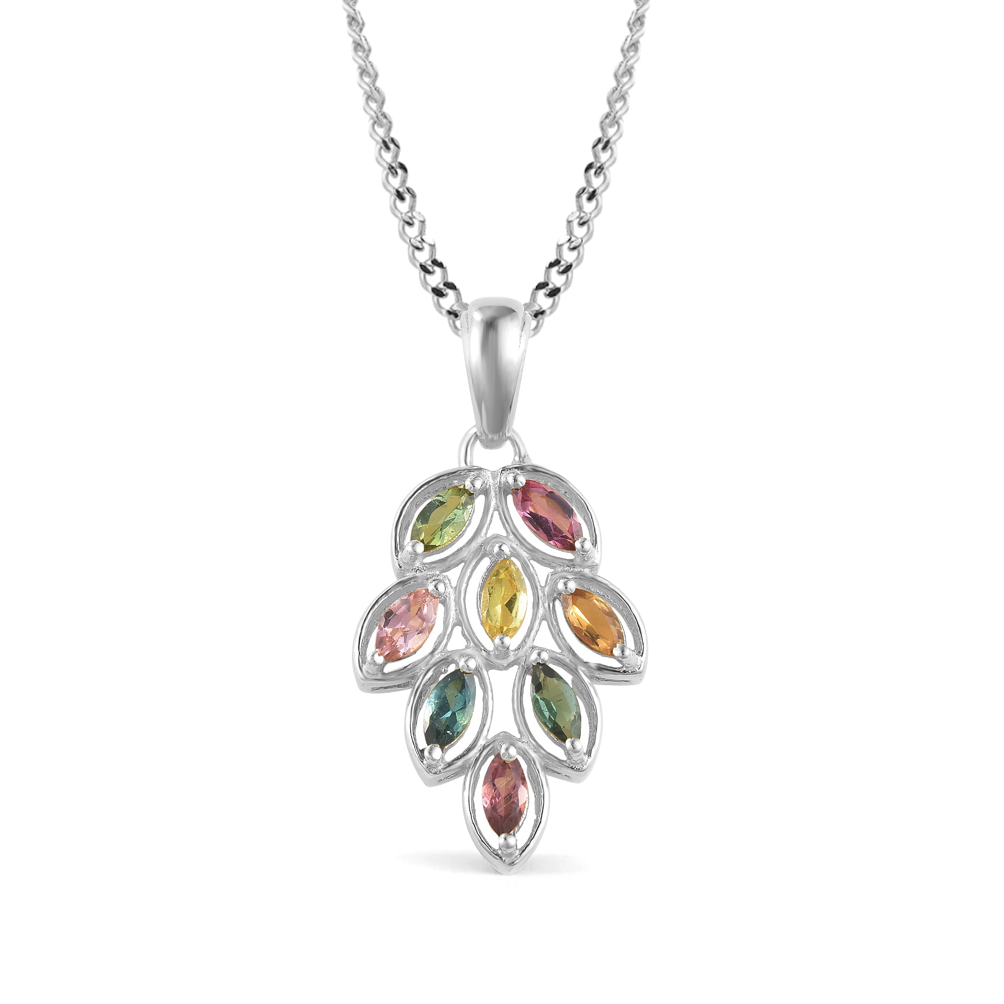 Multi Tourmaline Marquise Pendant with Prong Setting