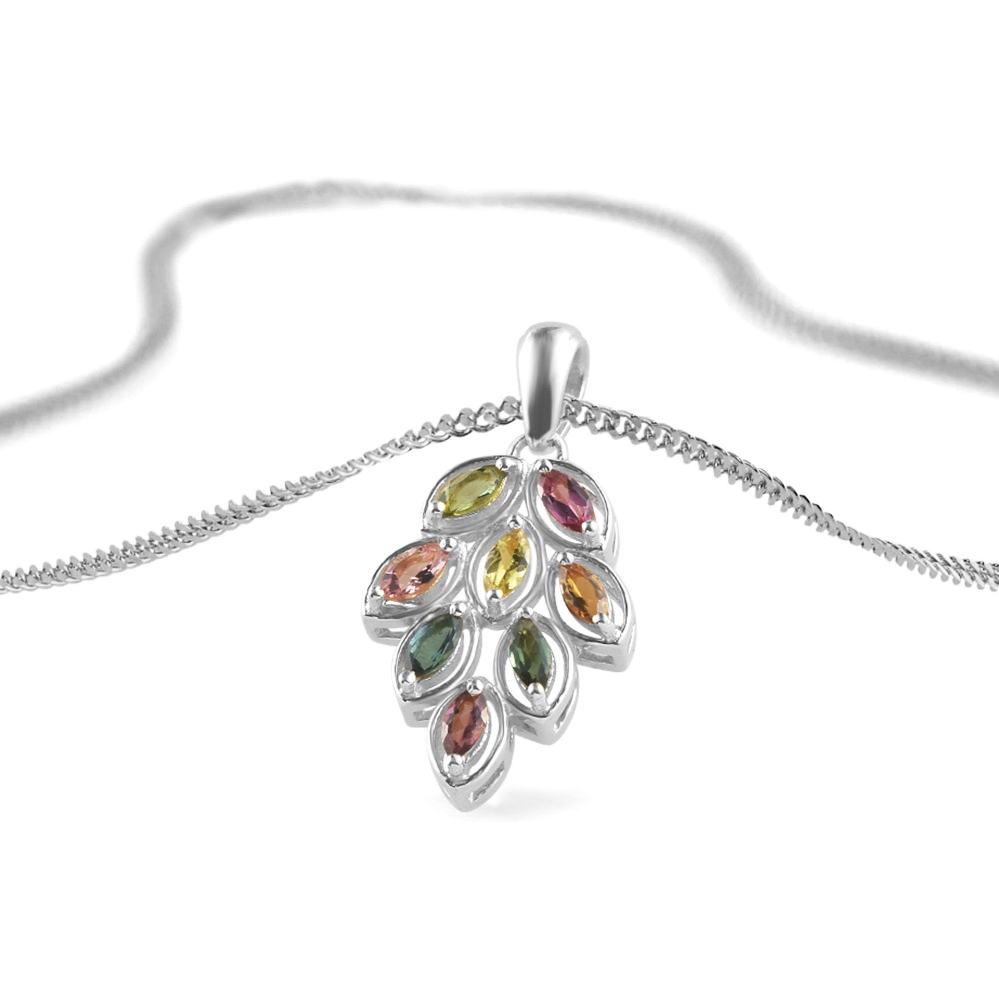 Multi Tourmaline Marquise Pendant with Prong Setting