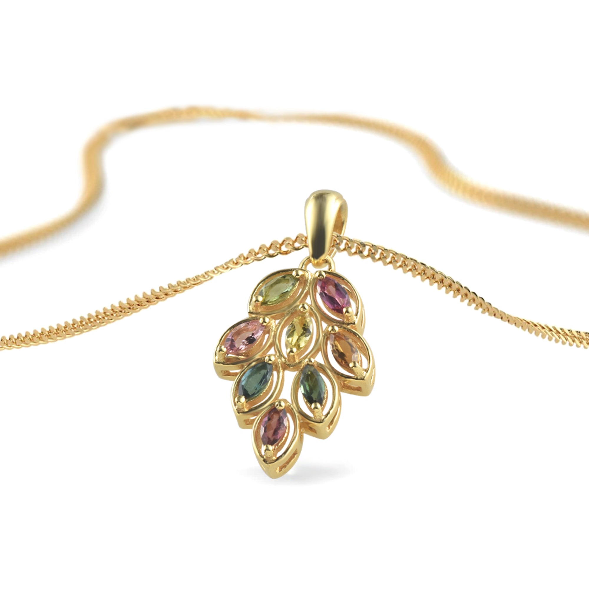 Multi Tourmaline Marquise Pendant with Prong Setting