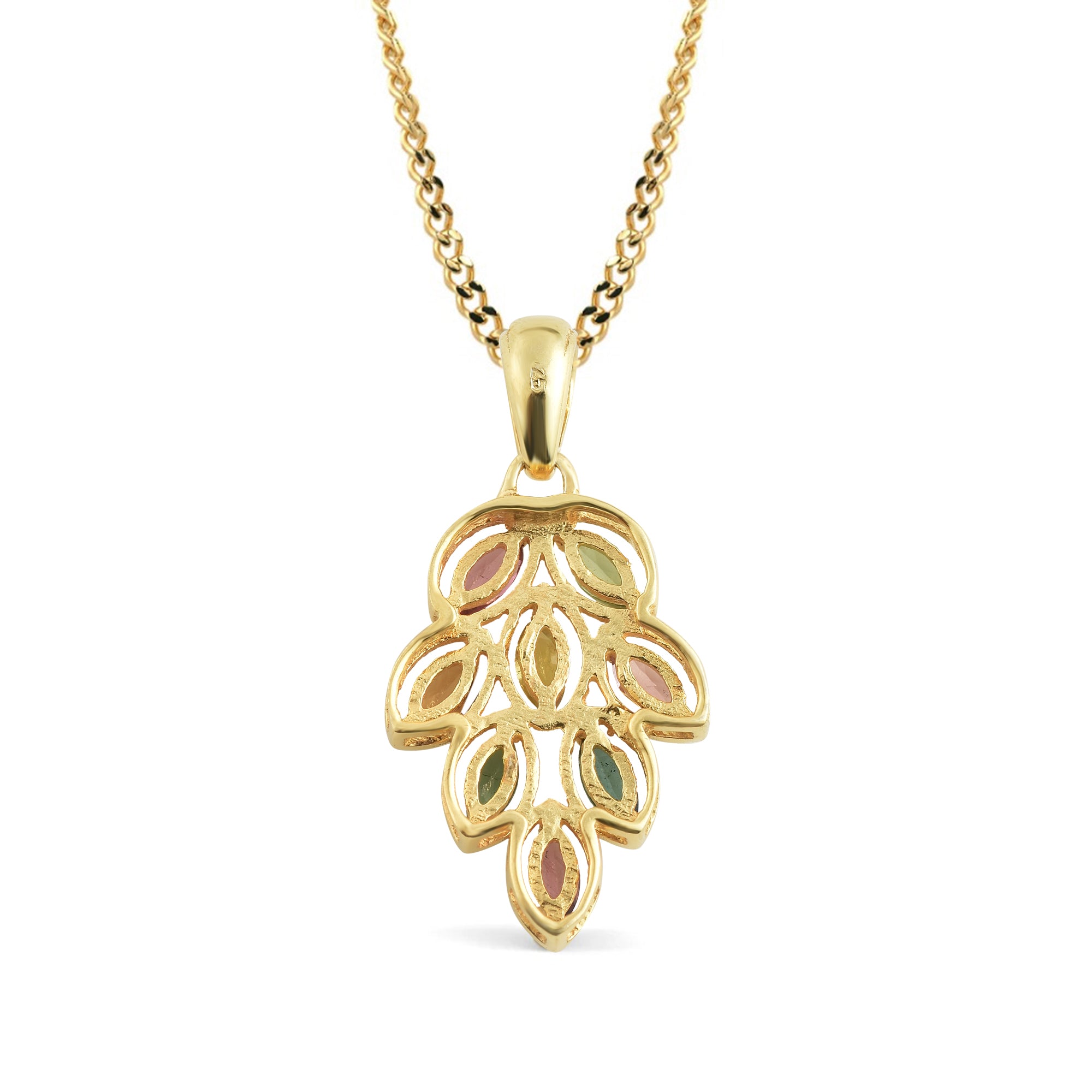 Multi Tourmaline Marquise Pendant with Prong Setting