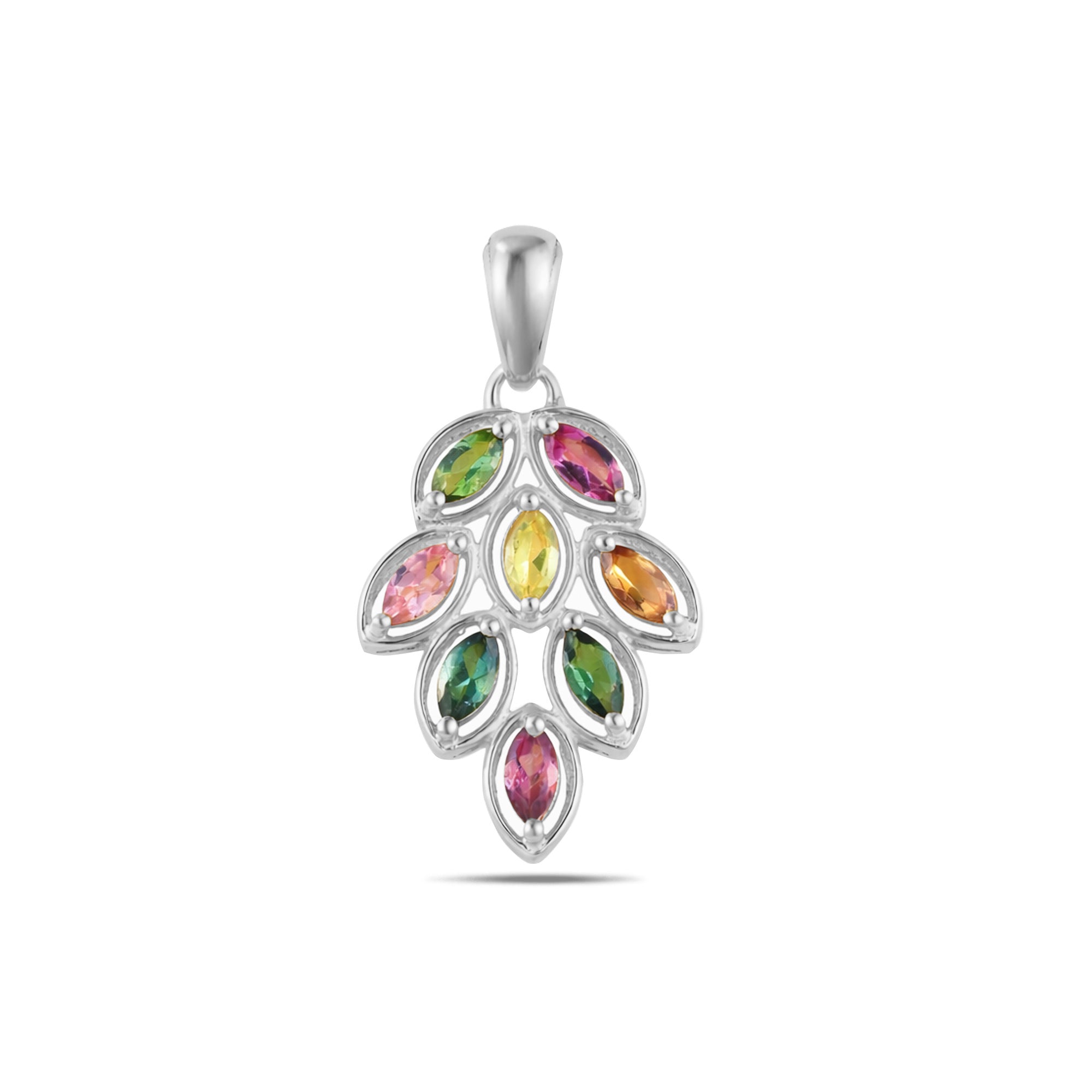Multi Tourmaline Marquise Pendant with Prong Setting