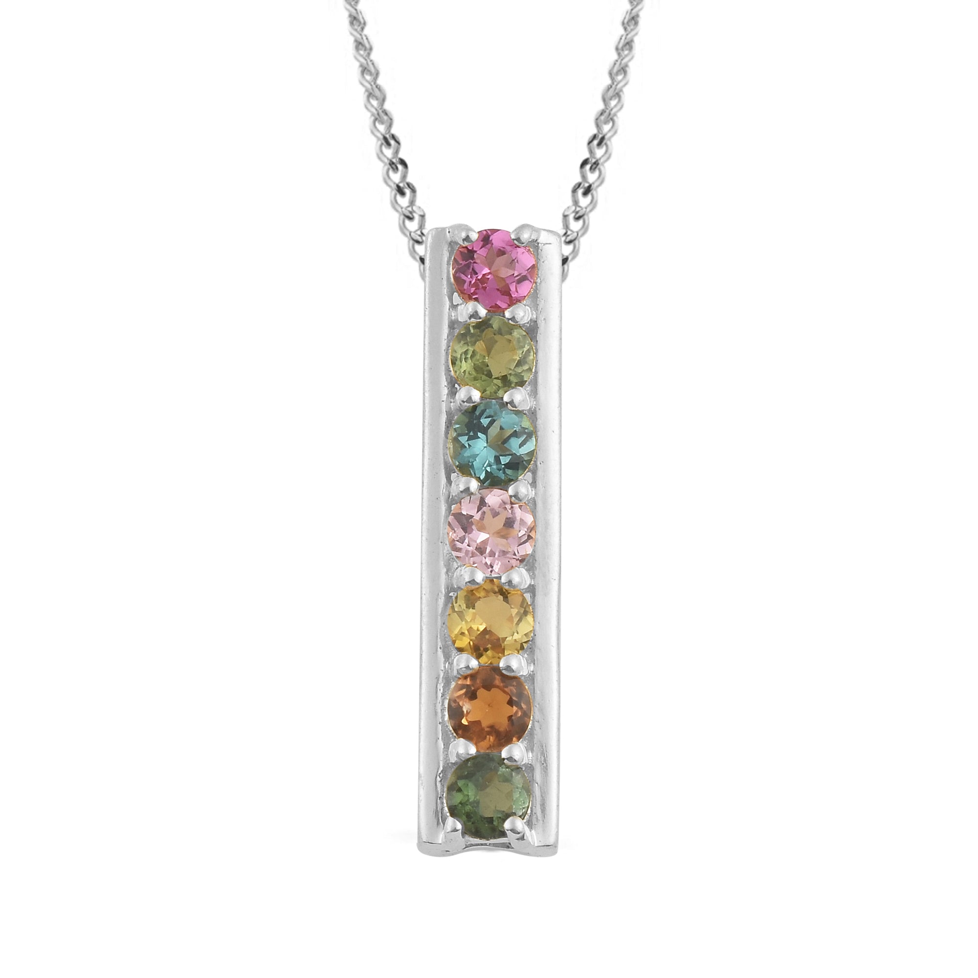 Multi Tourmaline Round Pendant with Prong Setting