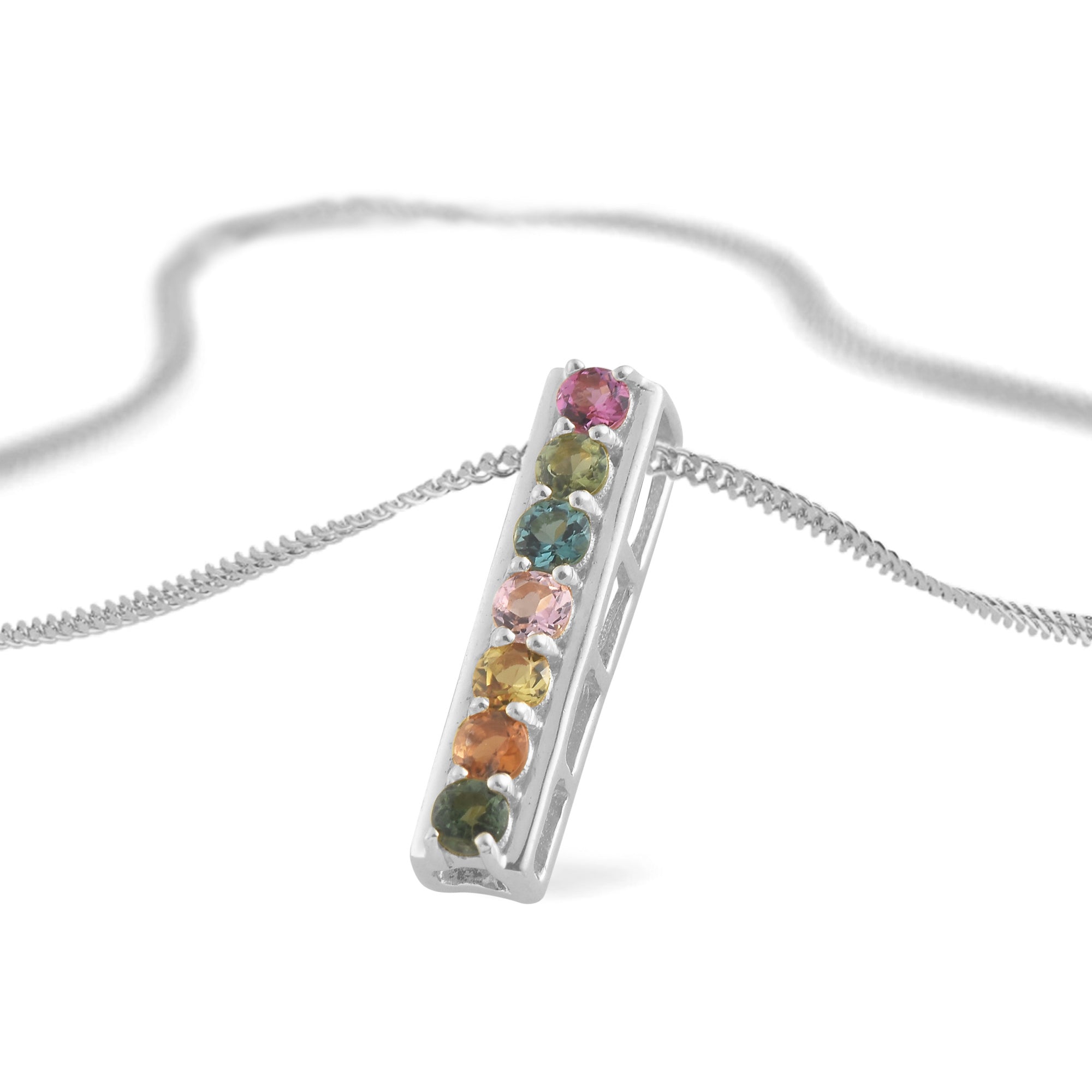 Multi Tourmaline Round Pendant with Prong Setting