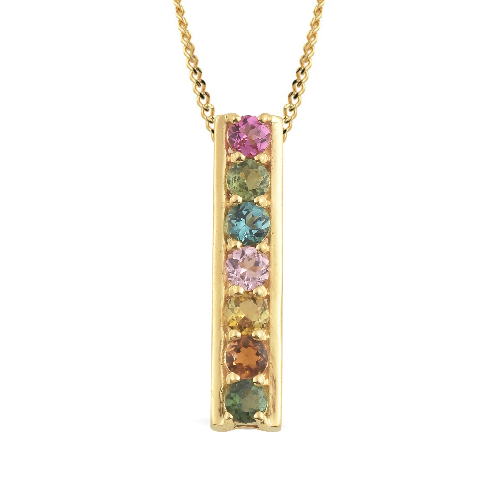 Multi Tourmaline Round Pendant with Prong Setting