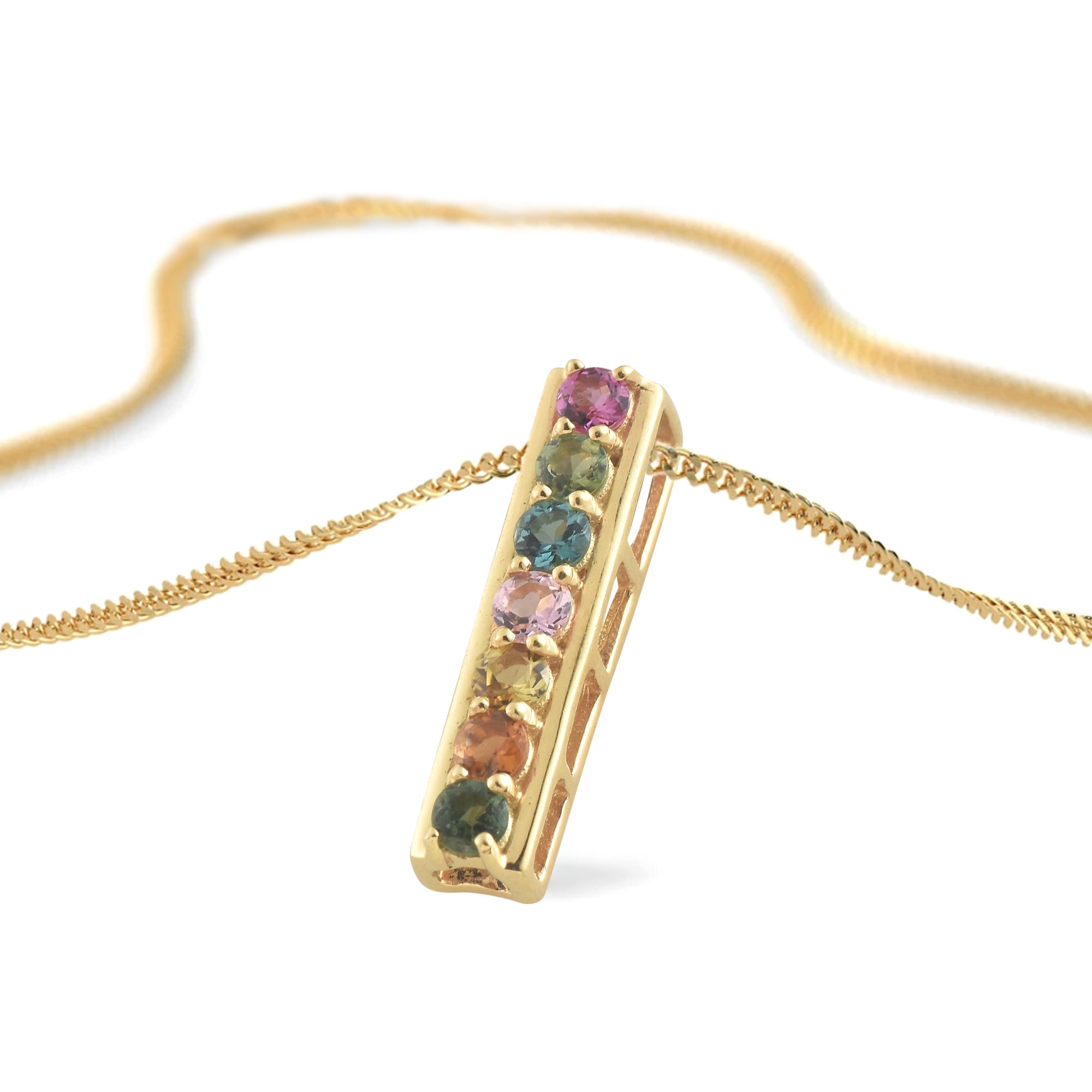 Multi Tourmaline Round Pendant with Prong Setting