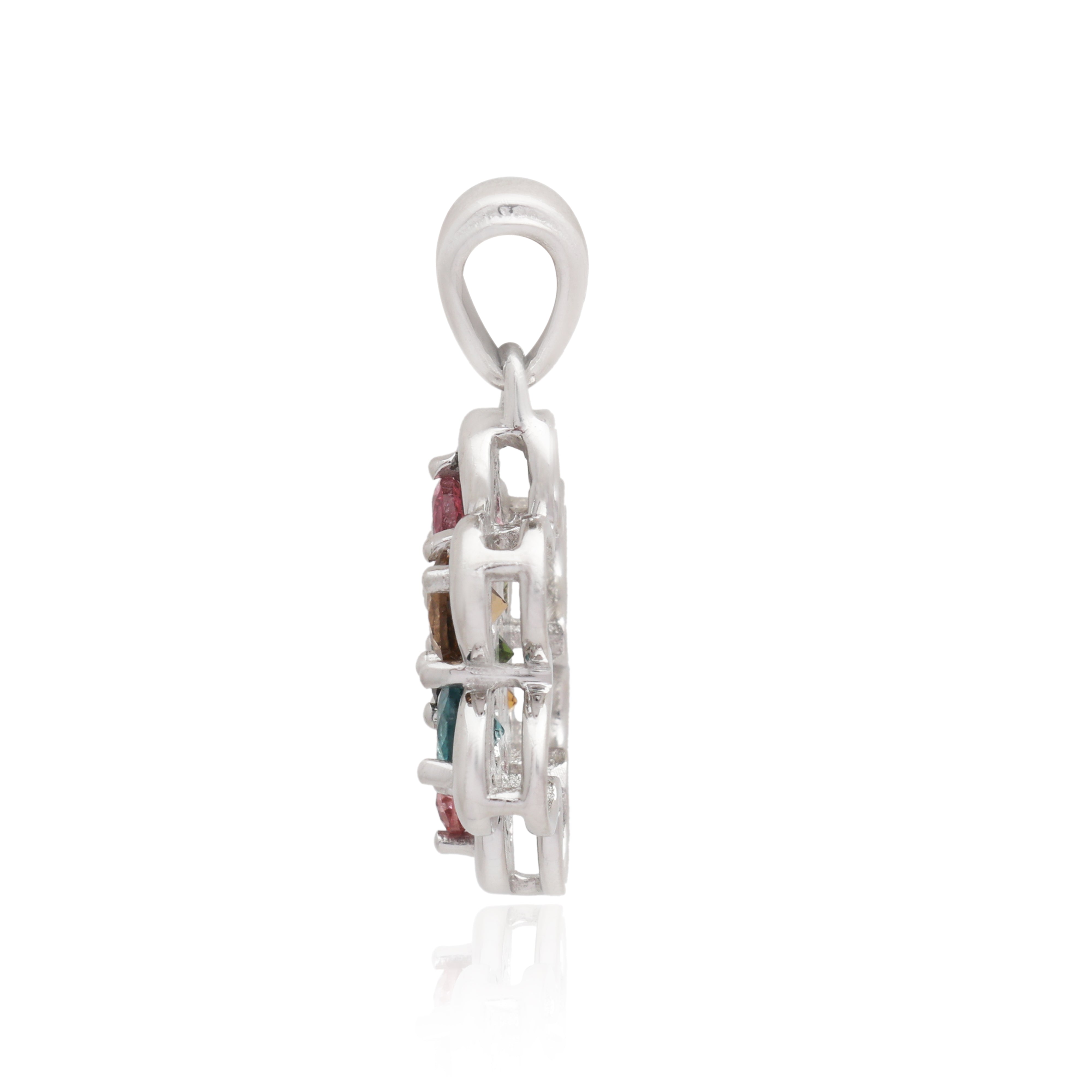Multi Tourmaline Round Pendant with Prong Setting