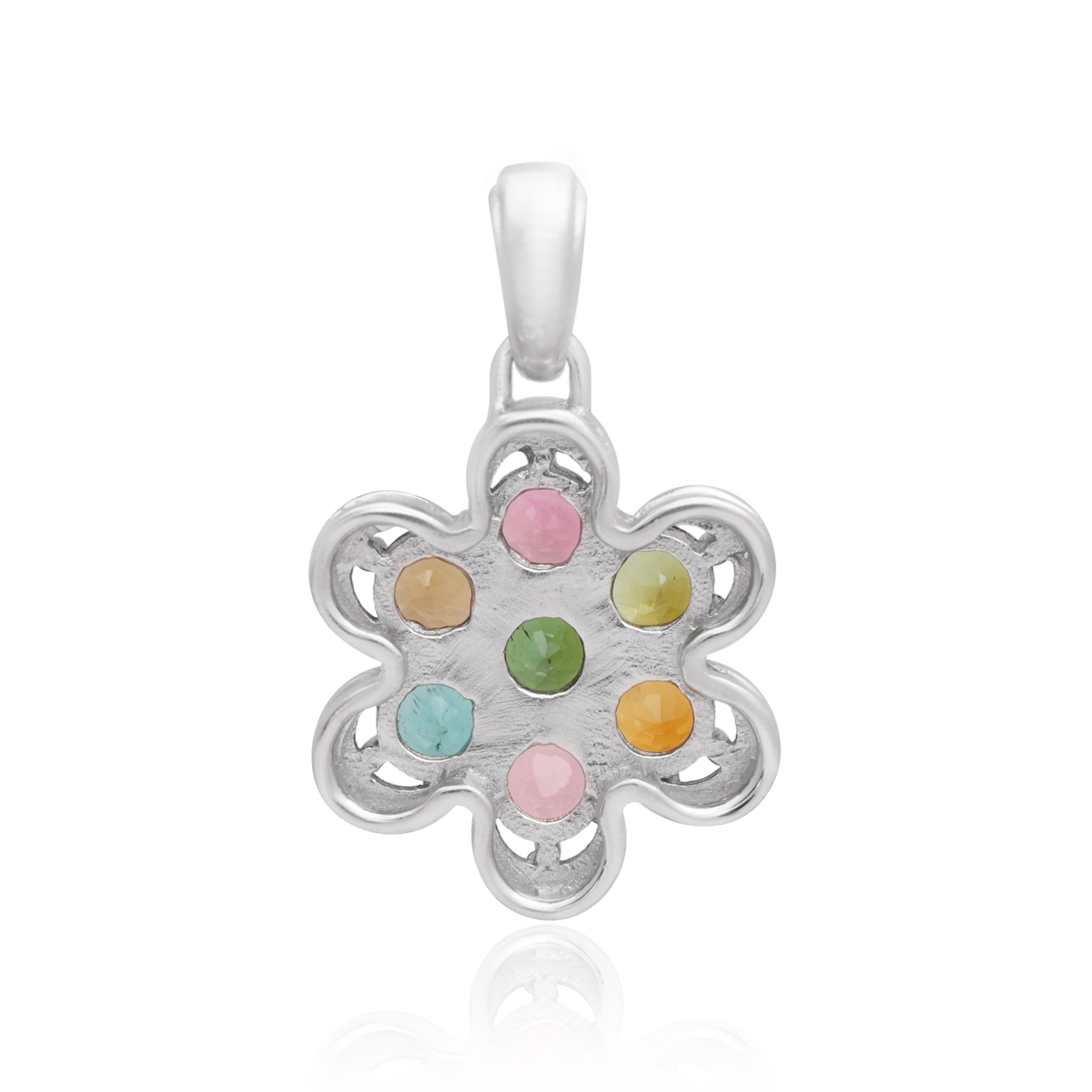 Multi Tourmaline Round Pendant with Prong Setting