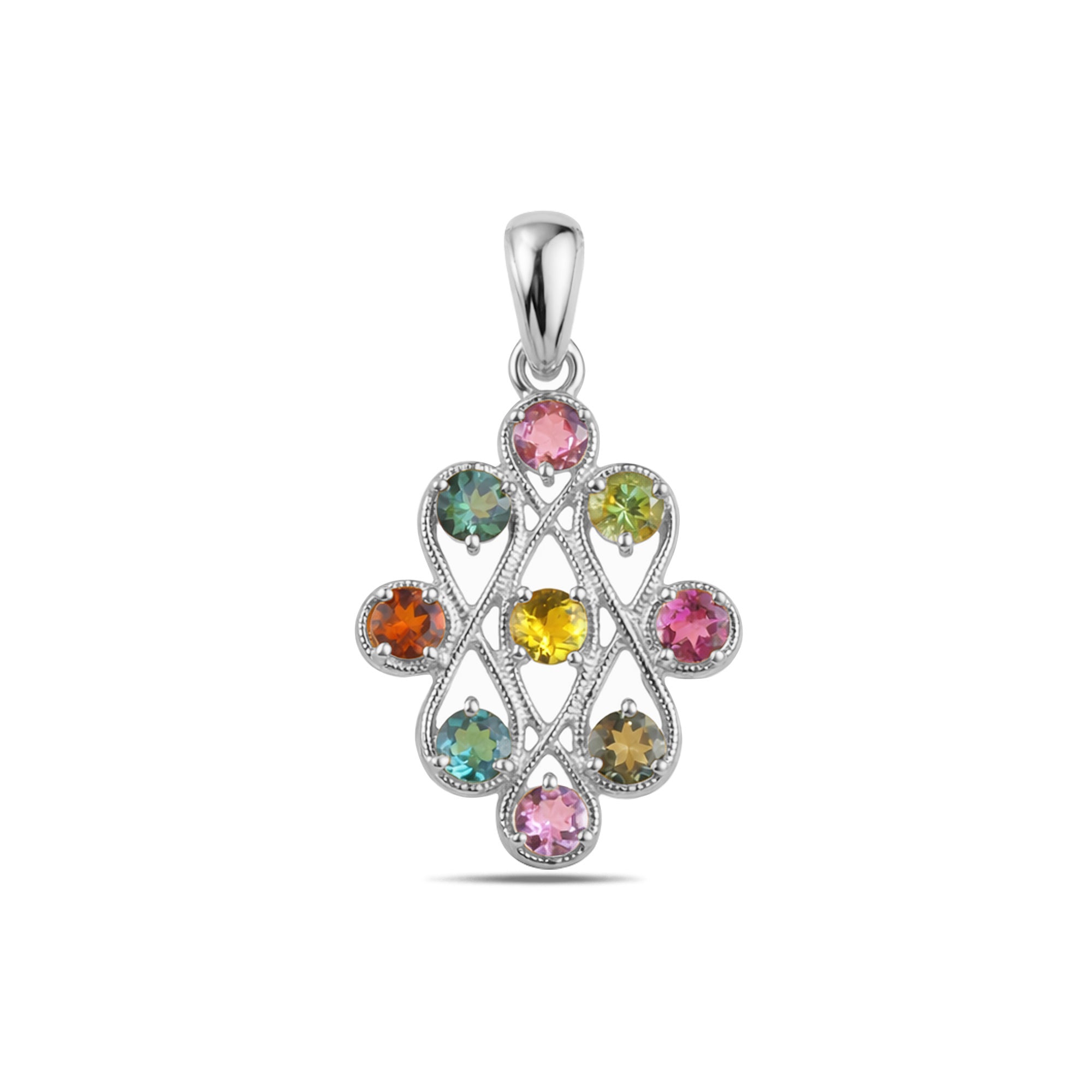 Multi Tourmaline Round Pendant with Prong Setting