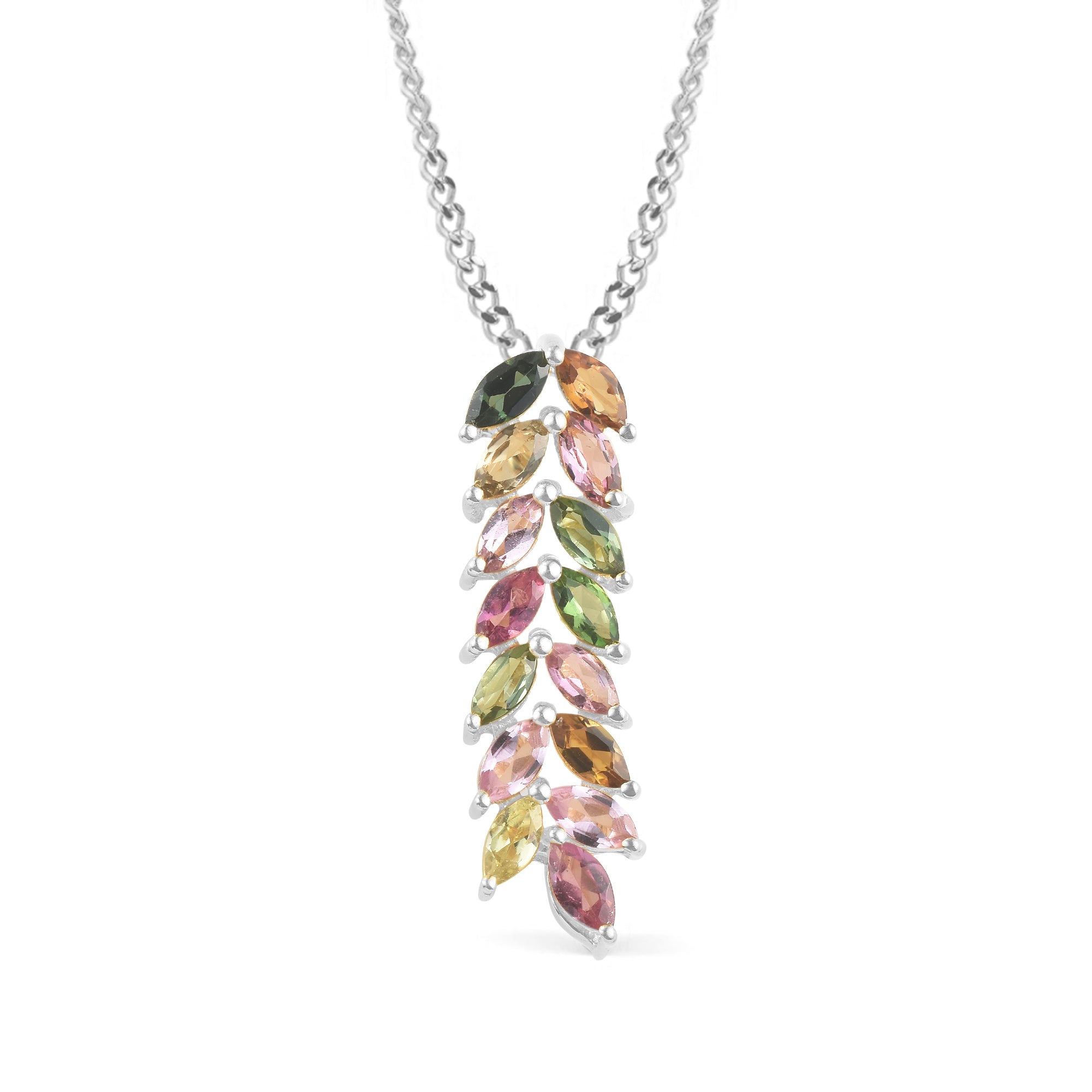 Multi Tourmaline Marquise Pendant with Prong Setting