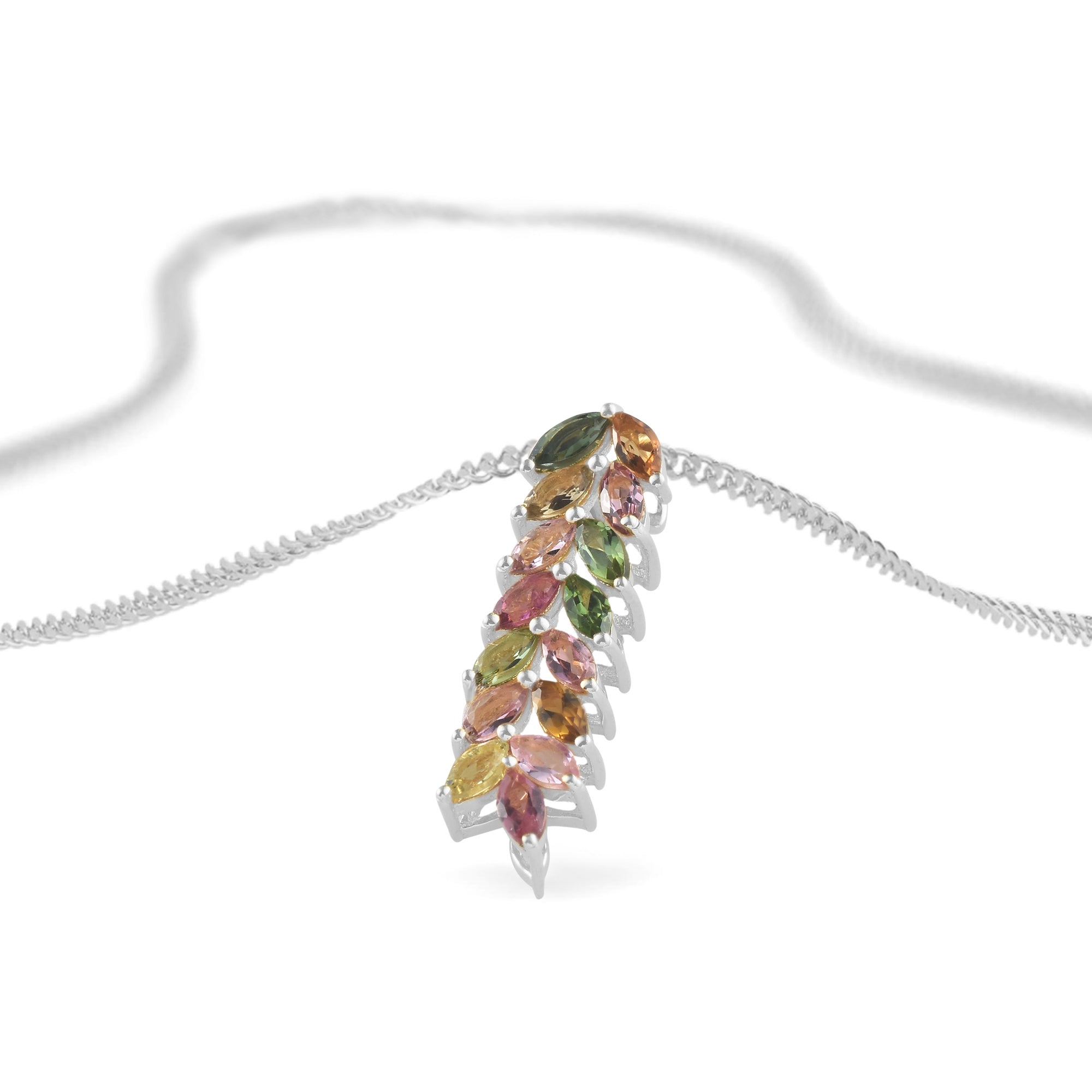 Multi Tourmaline Marquise Pendant with Prong Setting