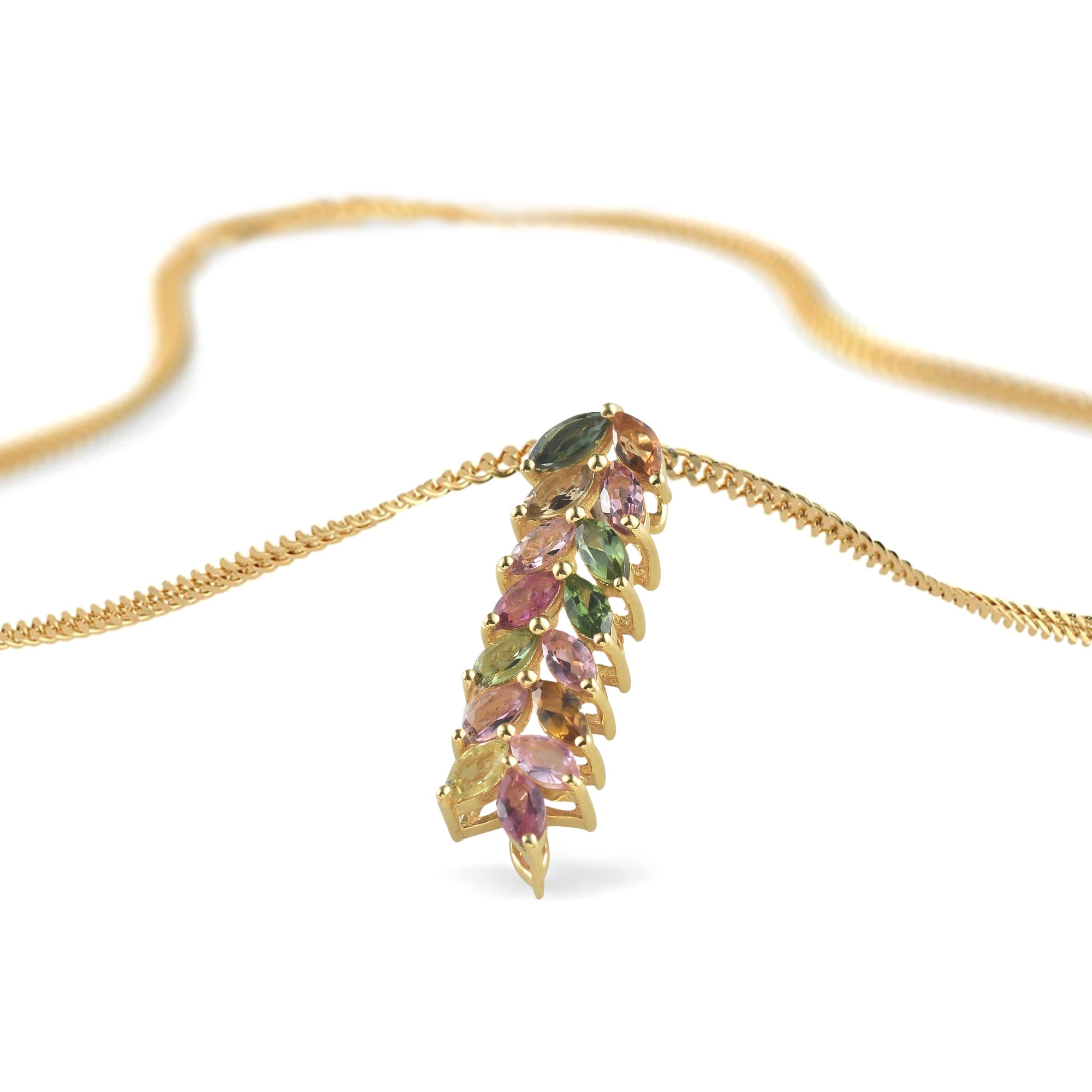 Multi Tourmaline Marquise Pendant with Prong Setting