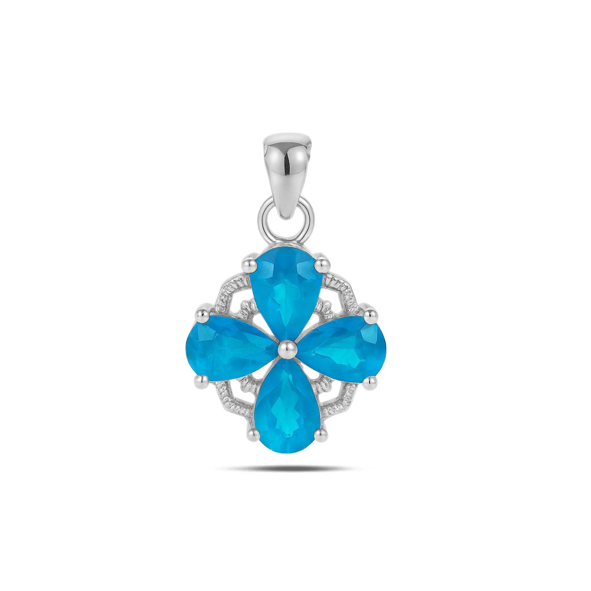 Neon Apatite Pear Pendant with Prong Setting