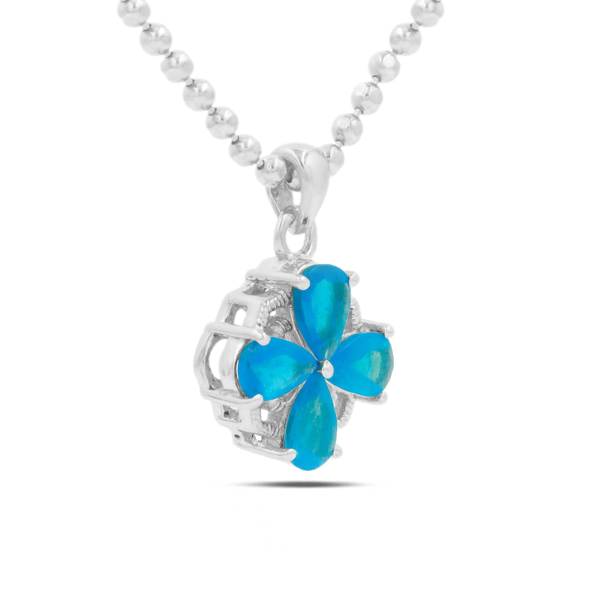 Neon Apatite Pear Pendant with Prong Setting