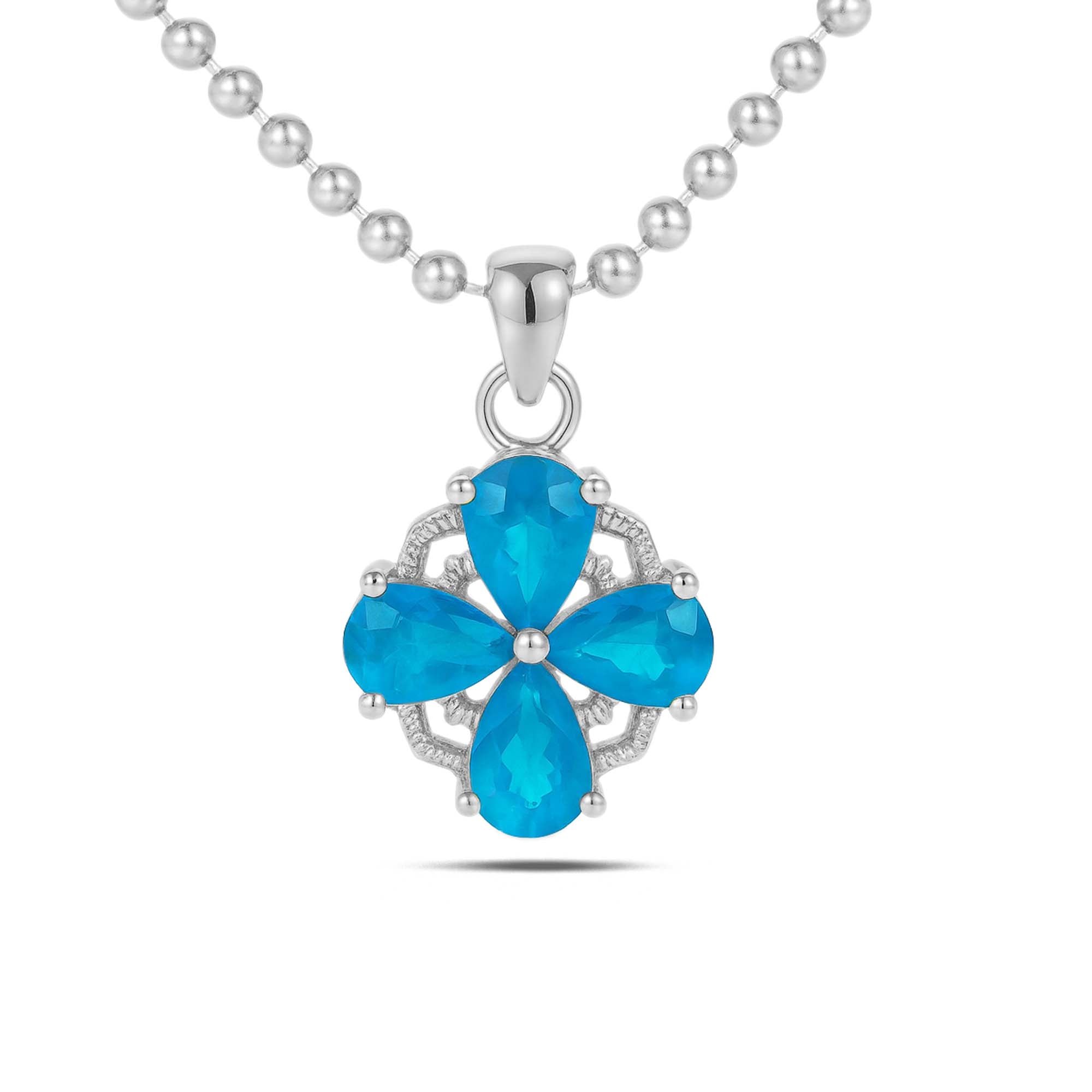Neon Apatite Pear Pendant with Prong Setting