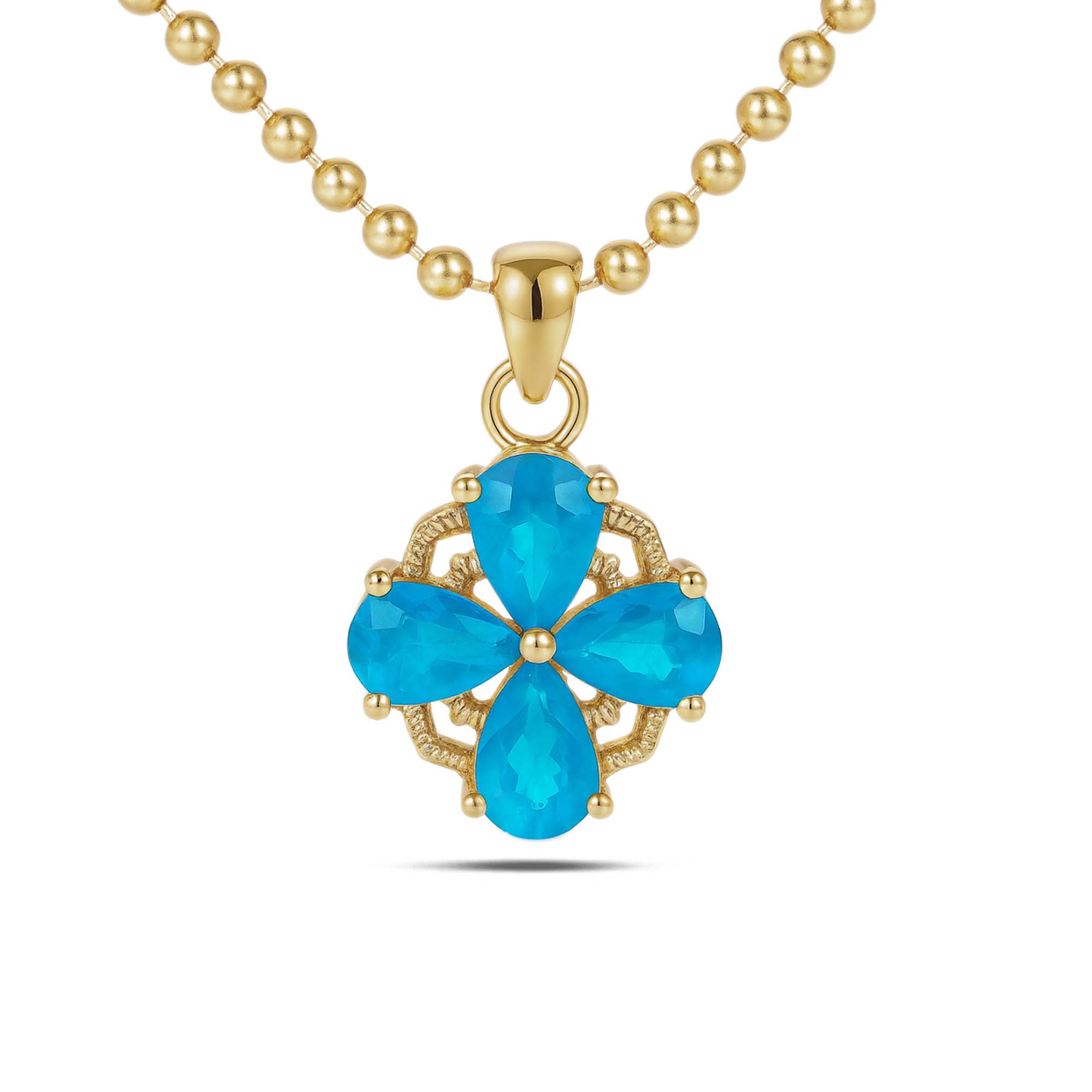 Neon Apatite Pear Pendant with Prong Setting
