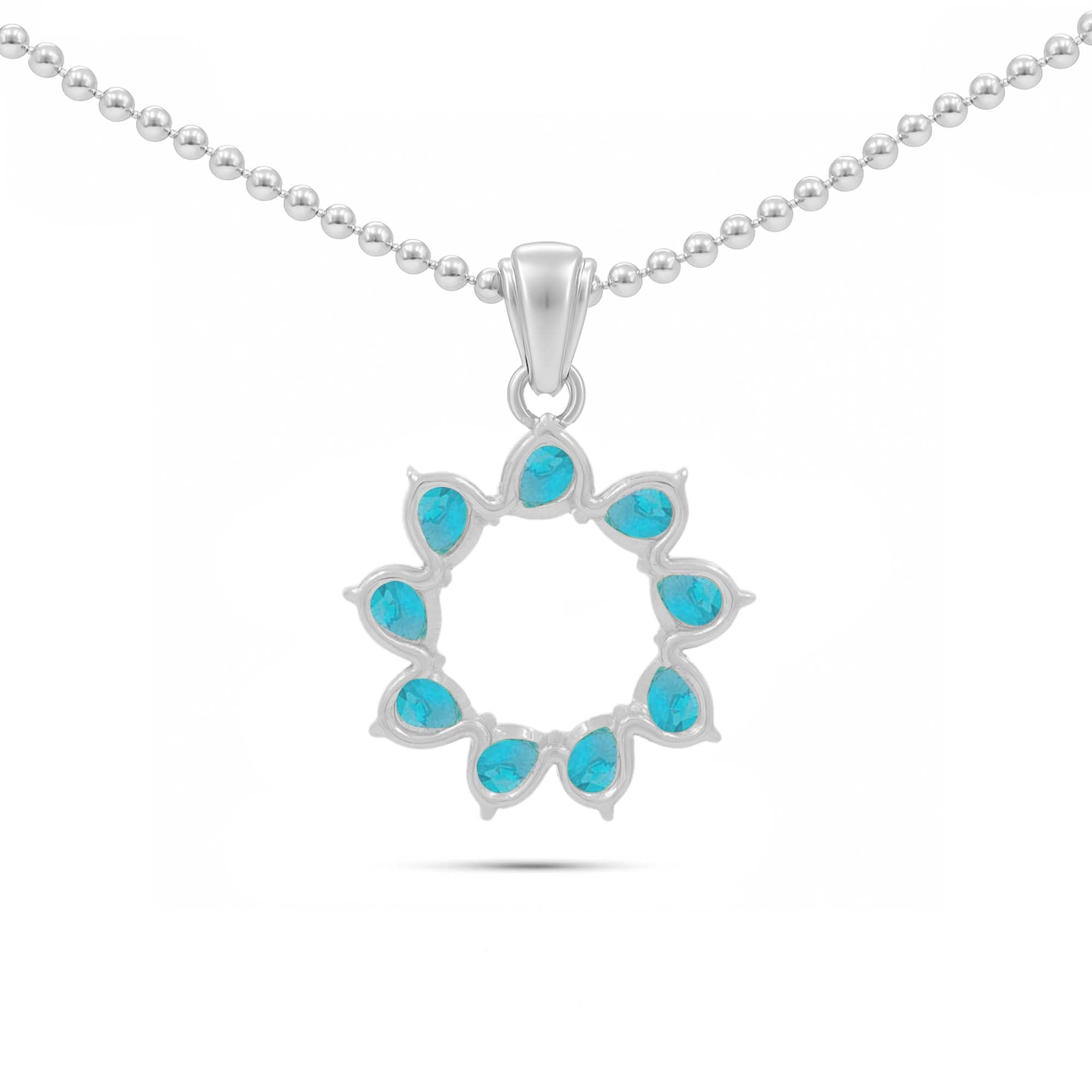Neon Apatite Pear Pendant with Prong Setting