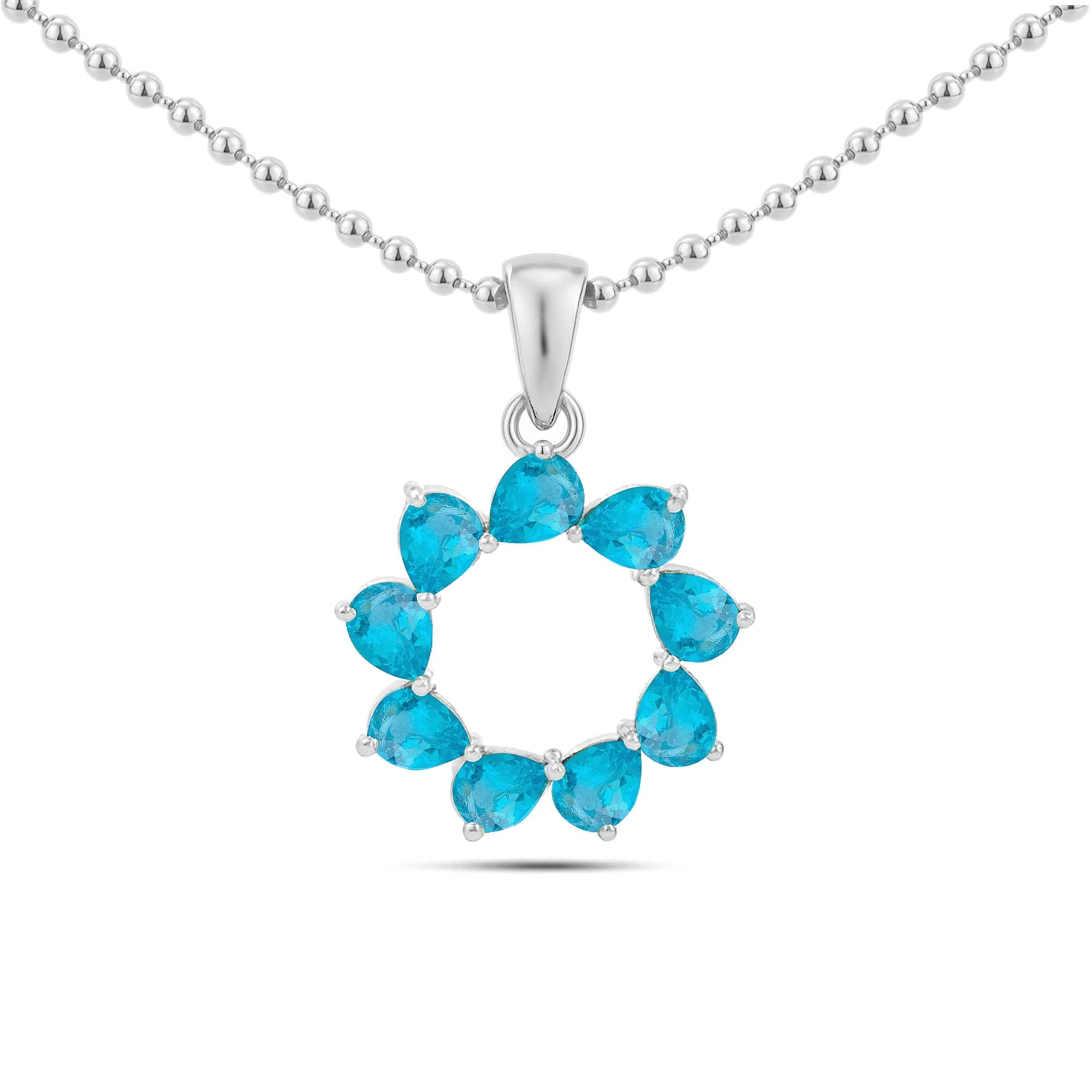 Neon Apatite Pear Pendant with Prong Setting