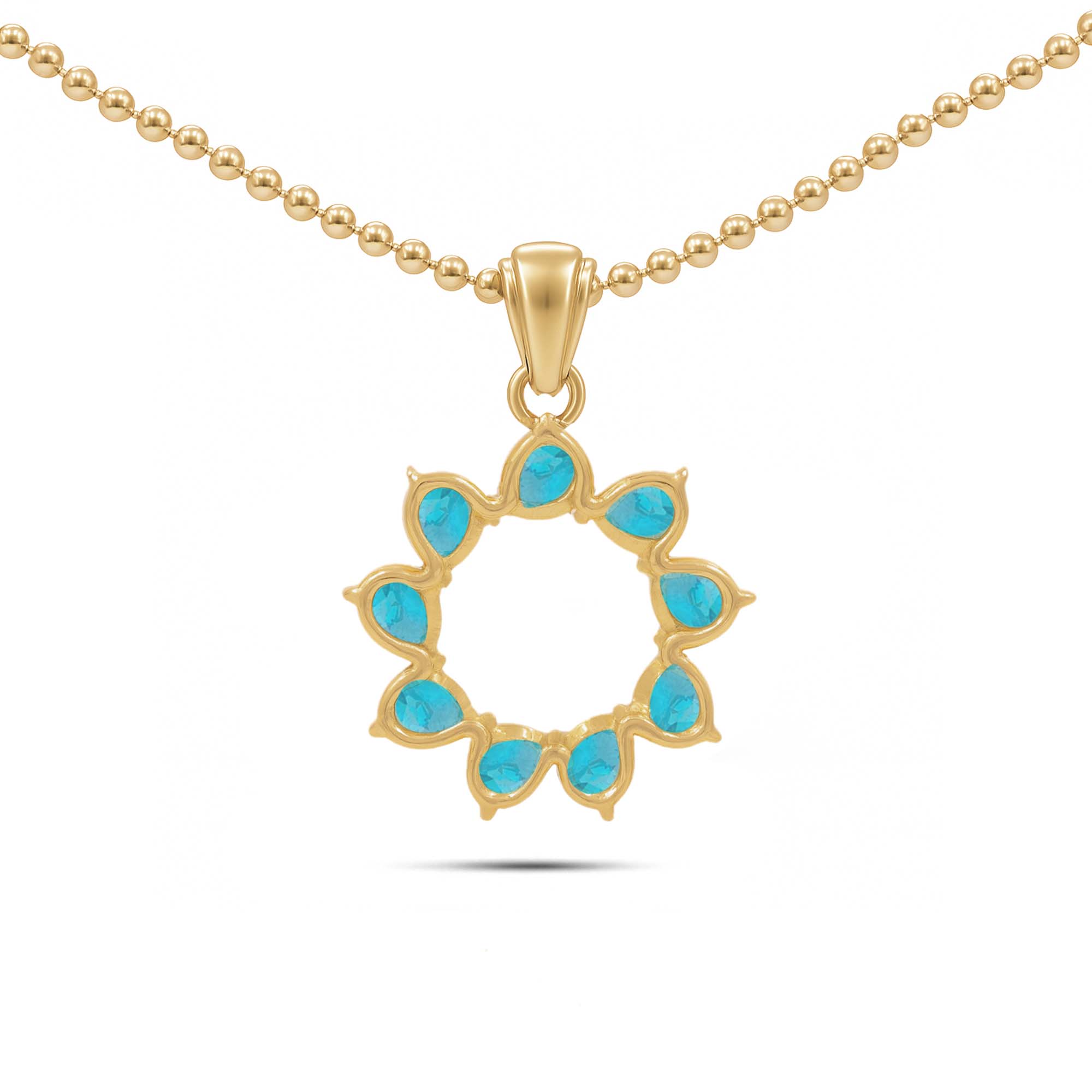 Neon Apatite Pear Pendant with Prong Setting