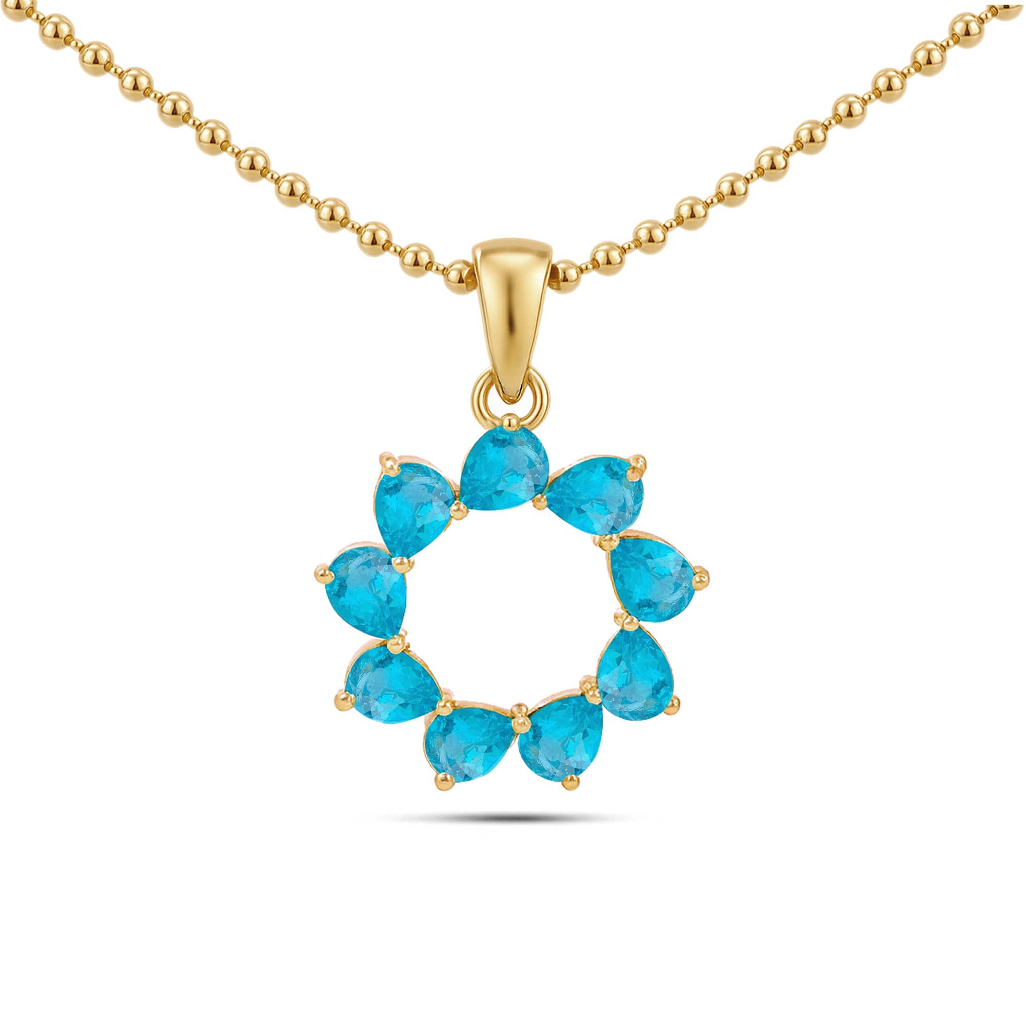 Neon Apatite Pear Pendant with Prong Setting