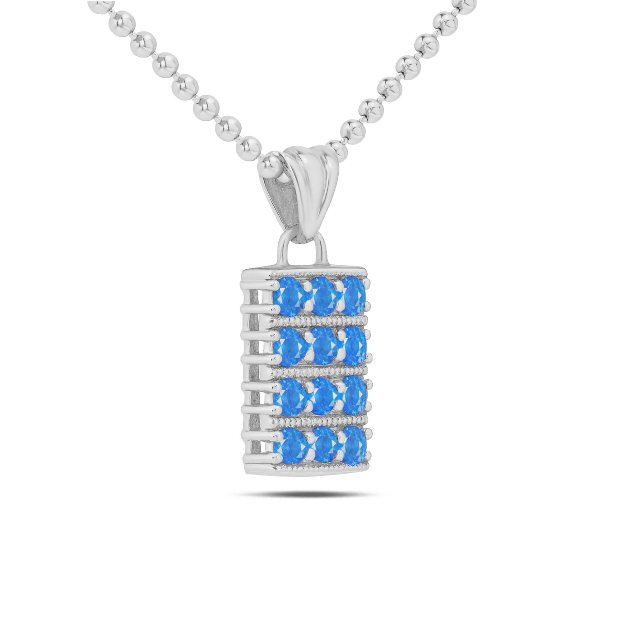 Neon Apatite Round Pendant with Prong Setting