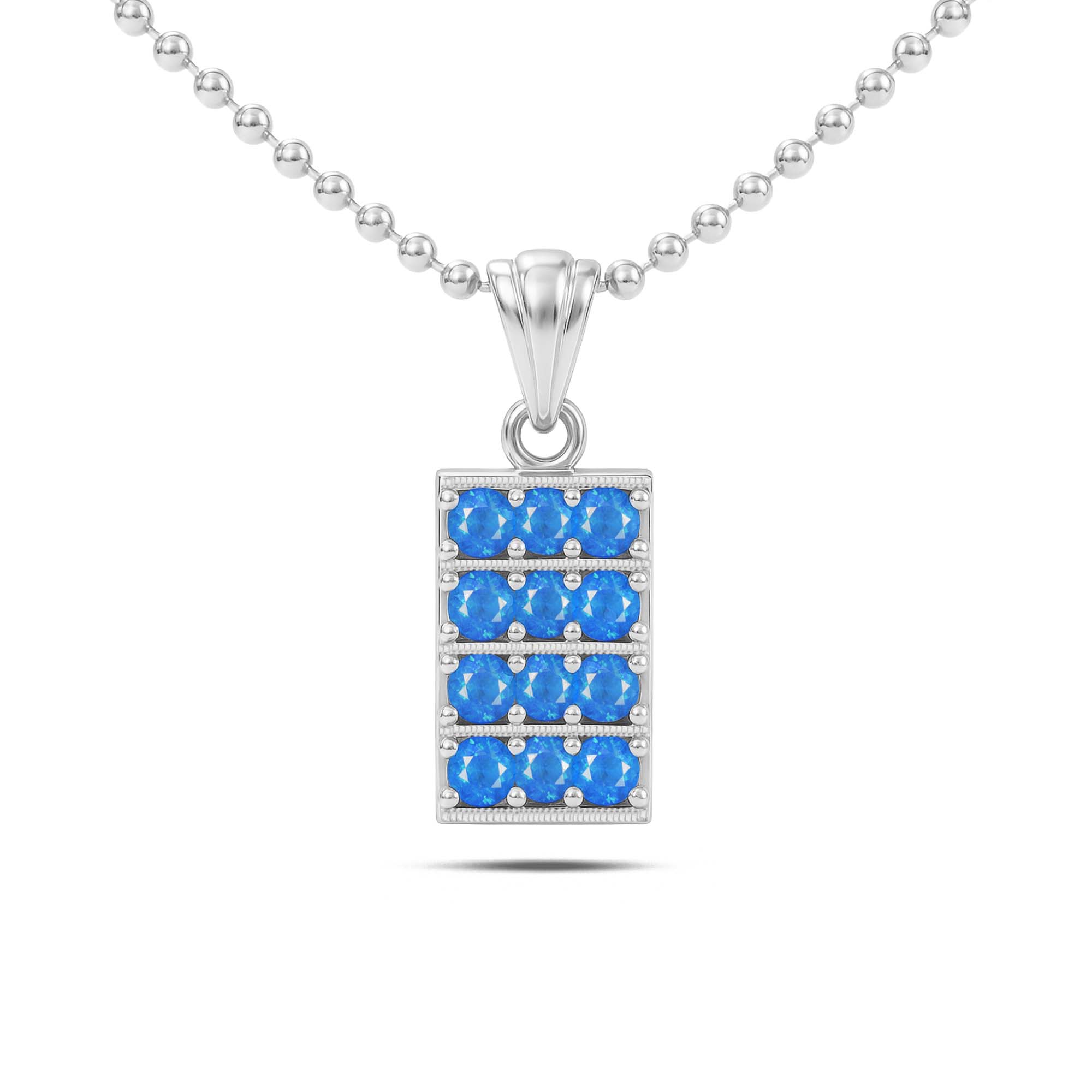 Neon Apatite Round Pendant with Prong Setting