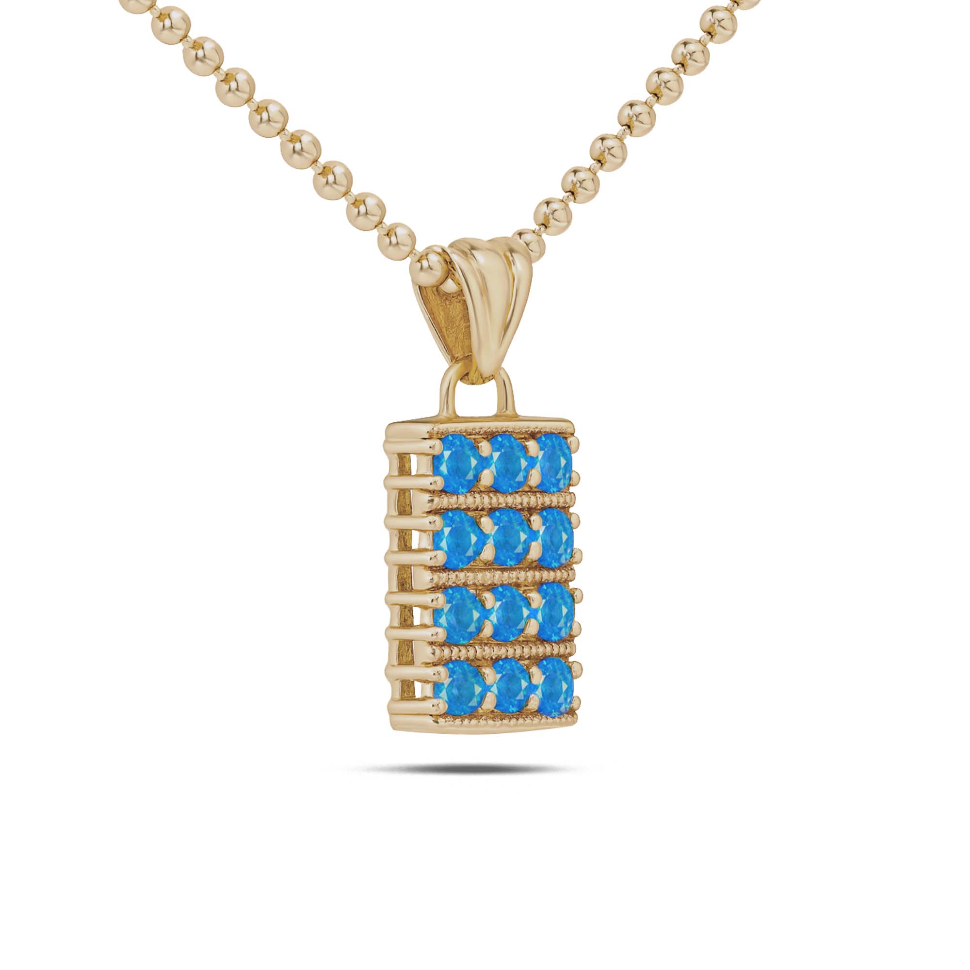 Neon Apatite Round Pendant with Prong Setting