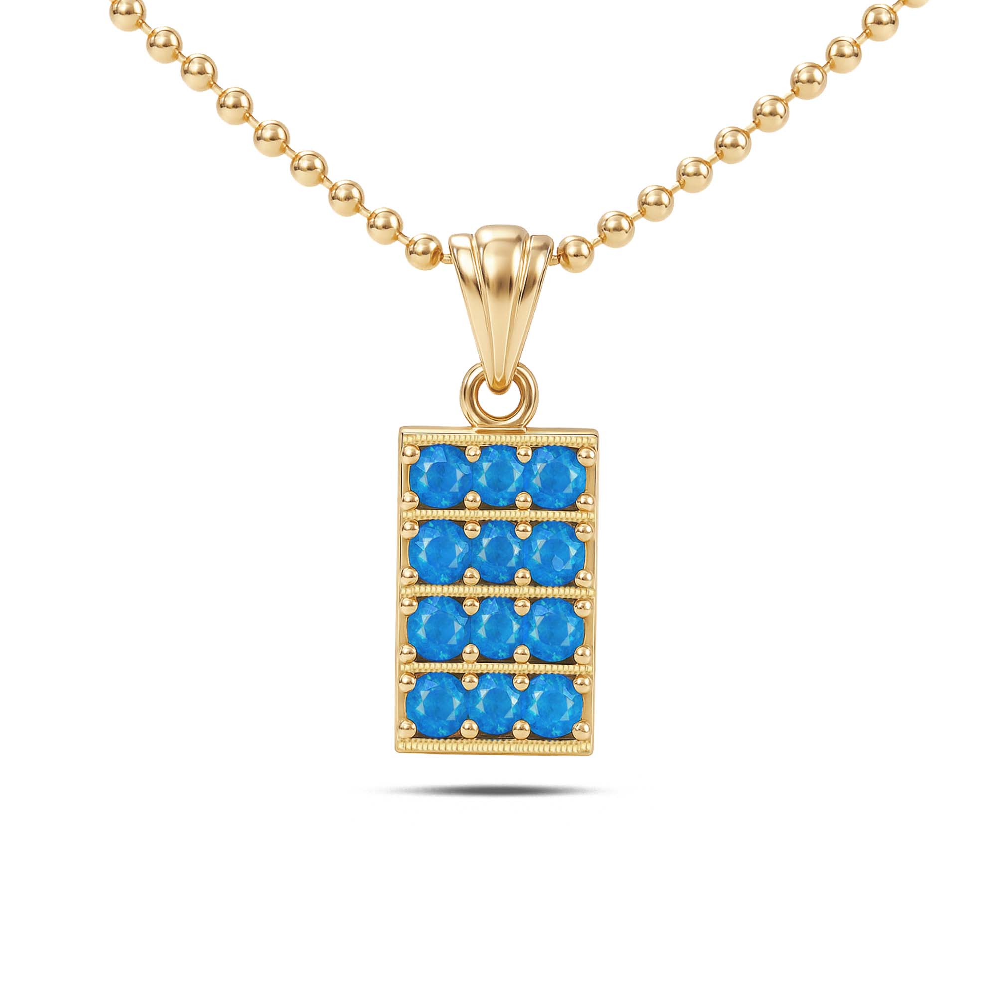 Neon Apatite Round Pendant with Prong Setting