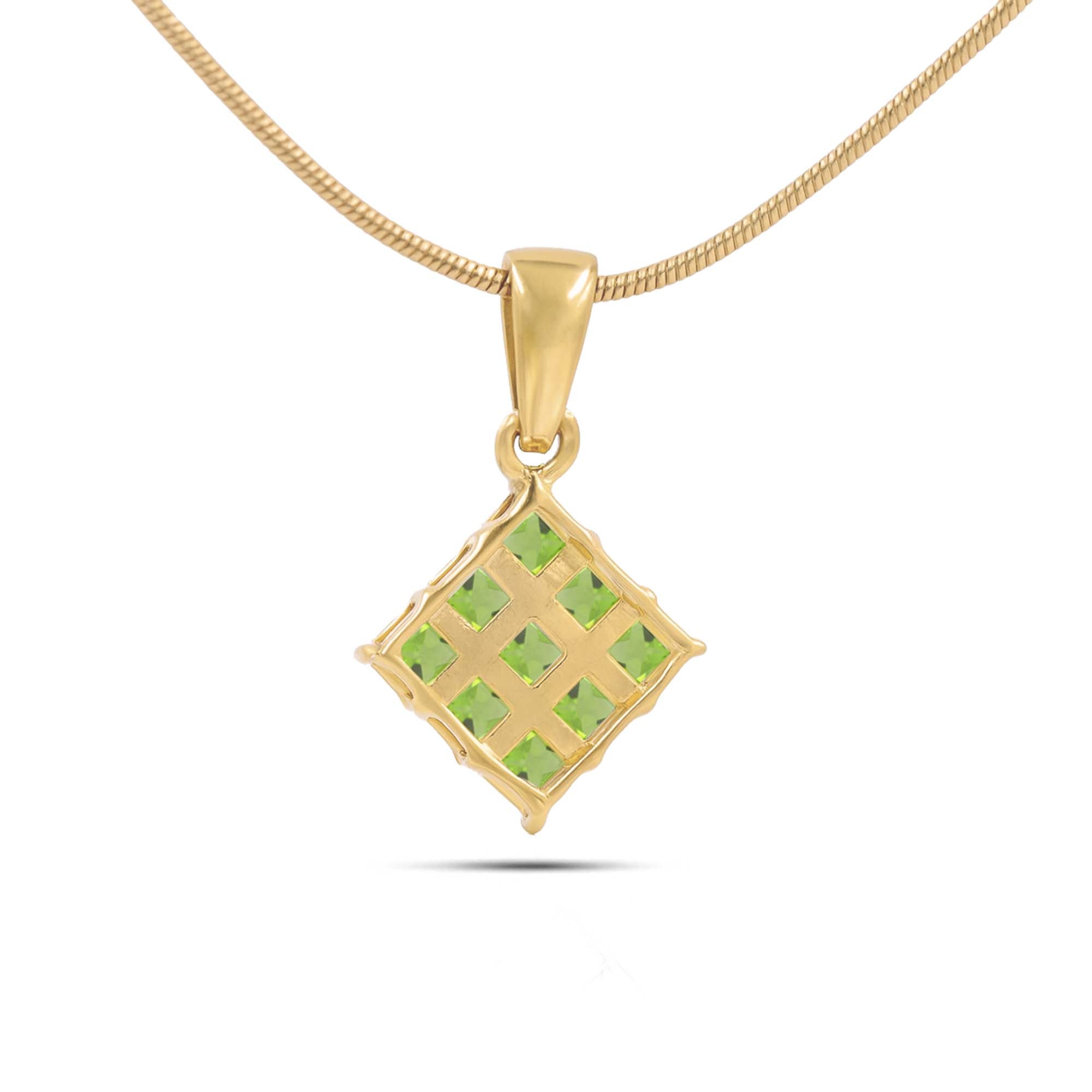 Peridot Square Pendant with Prong Setting