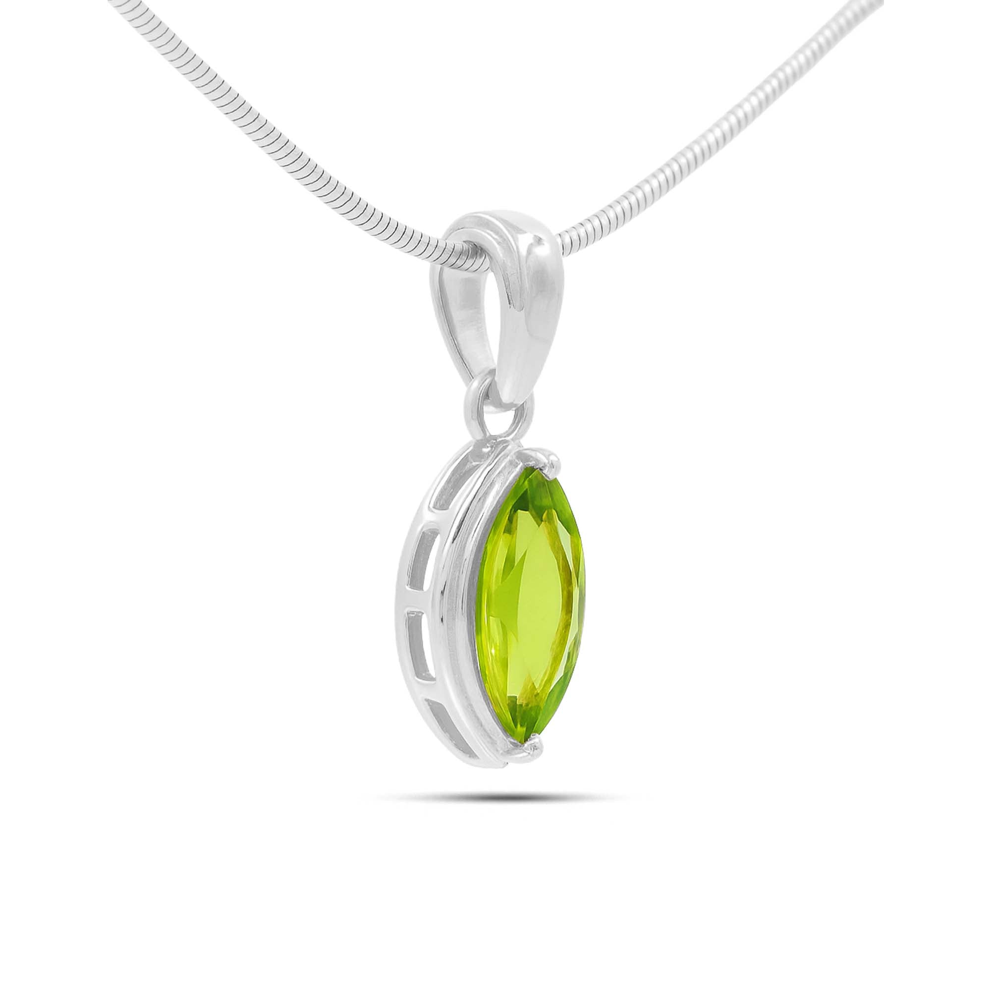 Peridot Marquise Pendant with Prong Setting