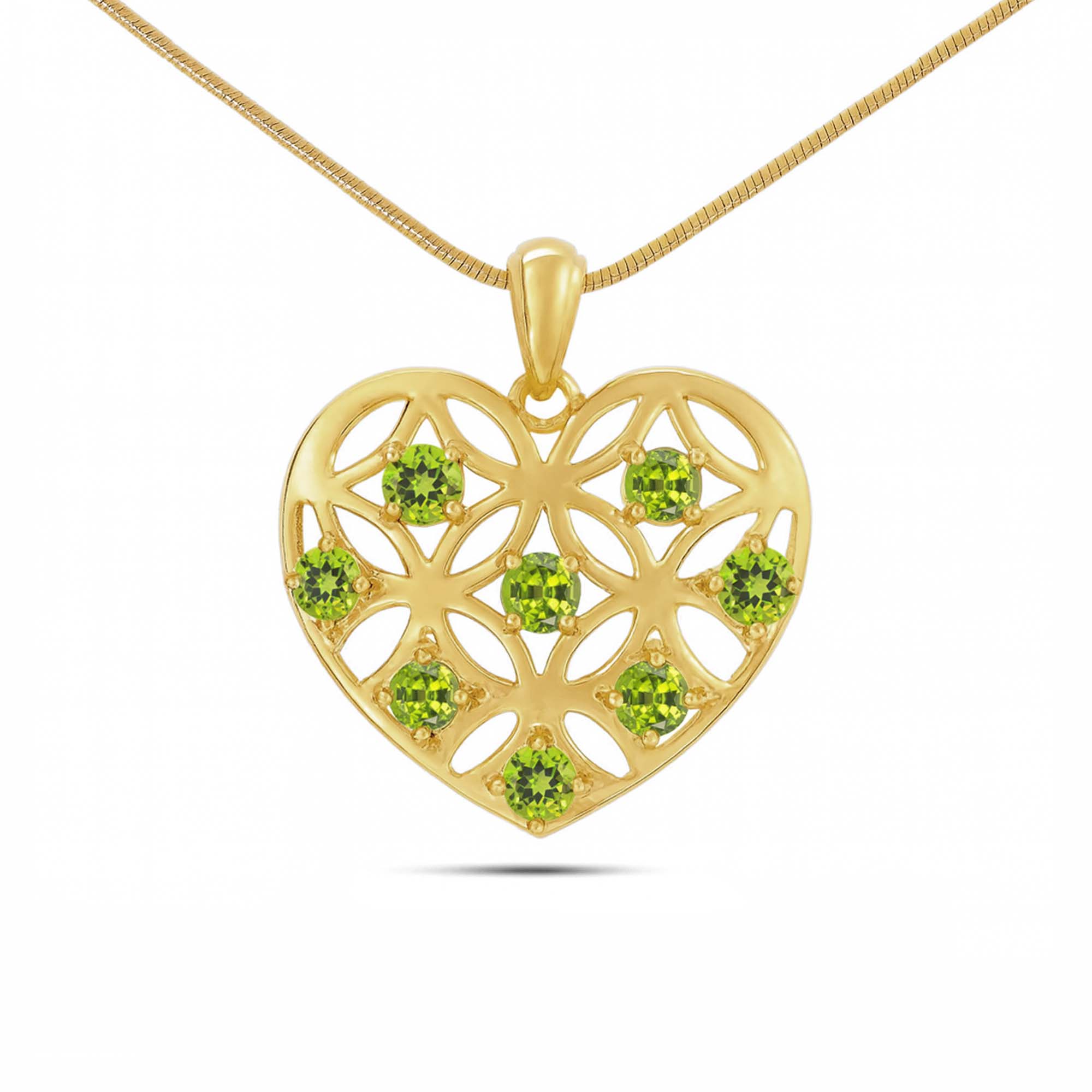 Peridot Round Pendant with Prong Setting