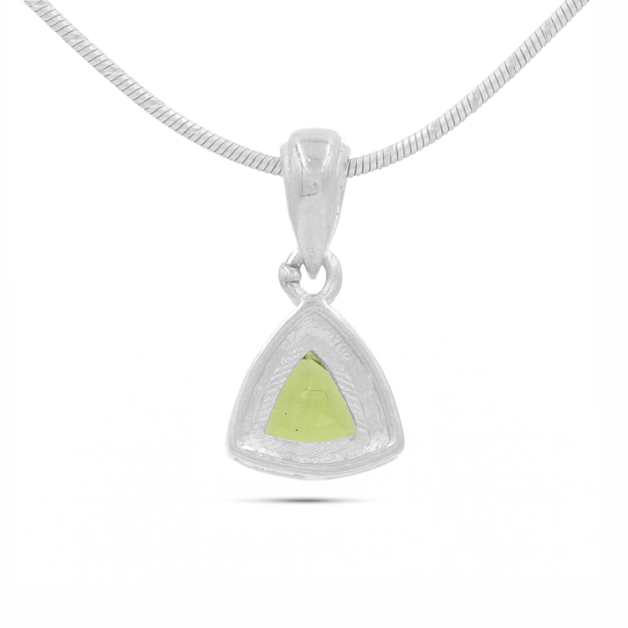Peridot Trillion Pendant with Prong Setting