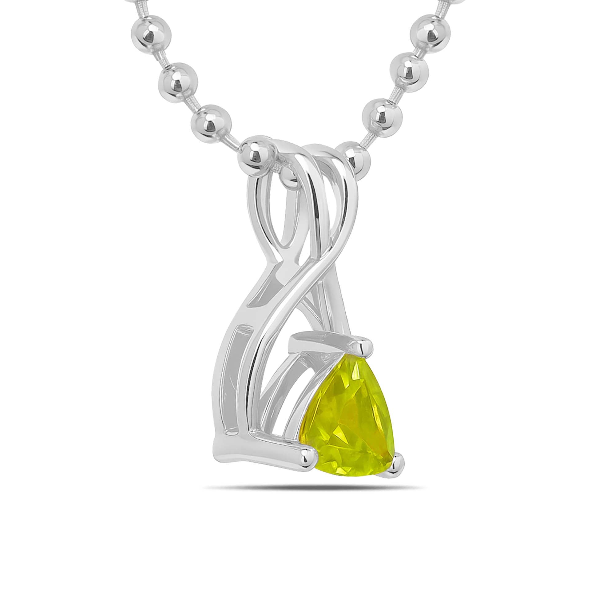 Peridot Trillion Pendant with Prong Setting