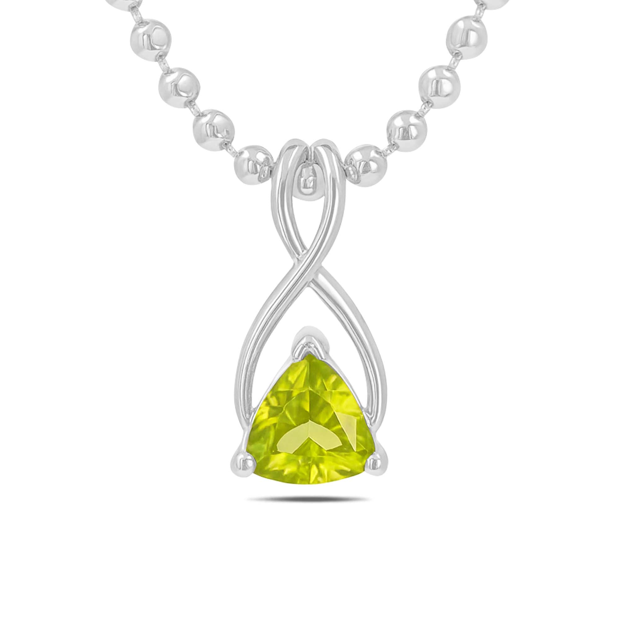 Peridot Trillion Pendant with Prong Setting