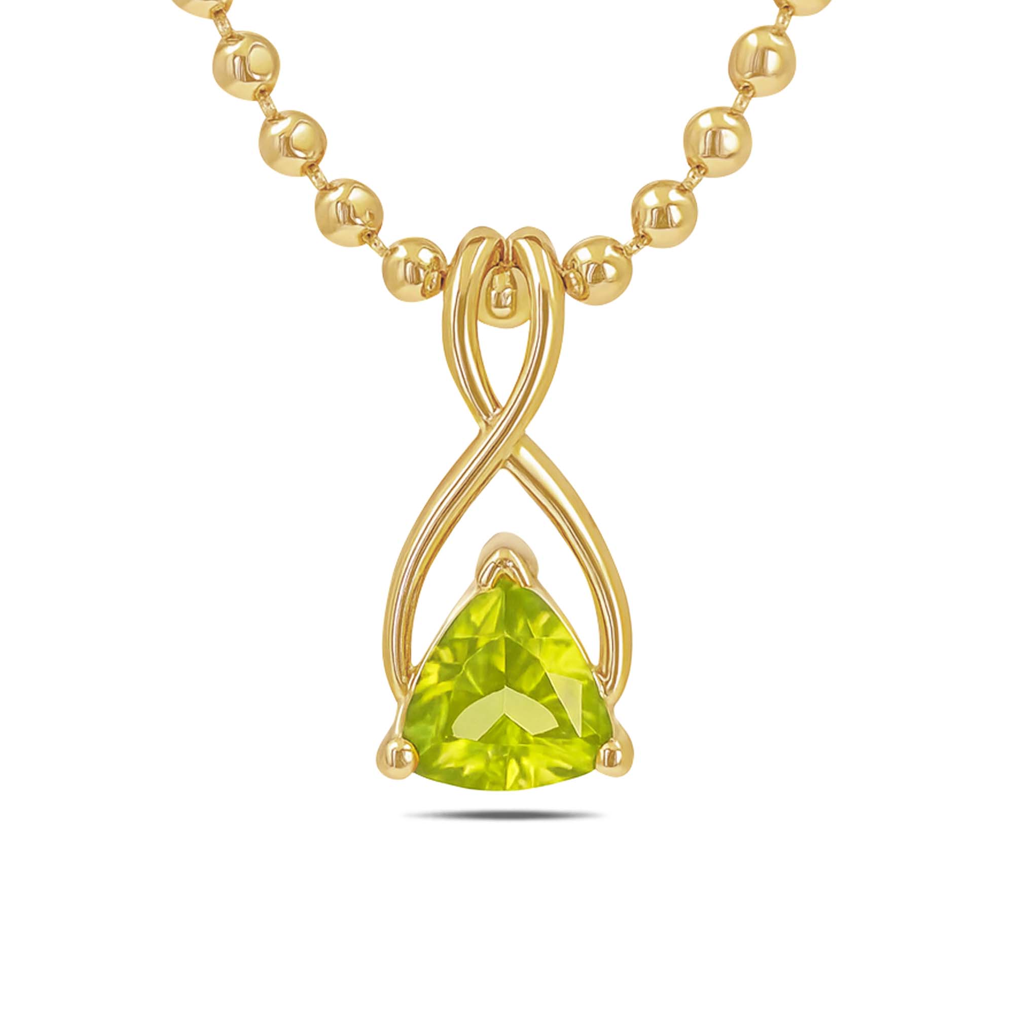 Peridot Trillion Pendant with Prong Setting