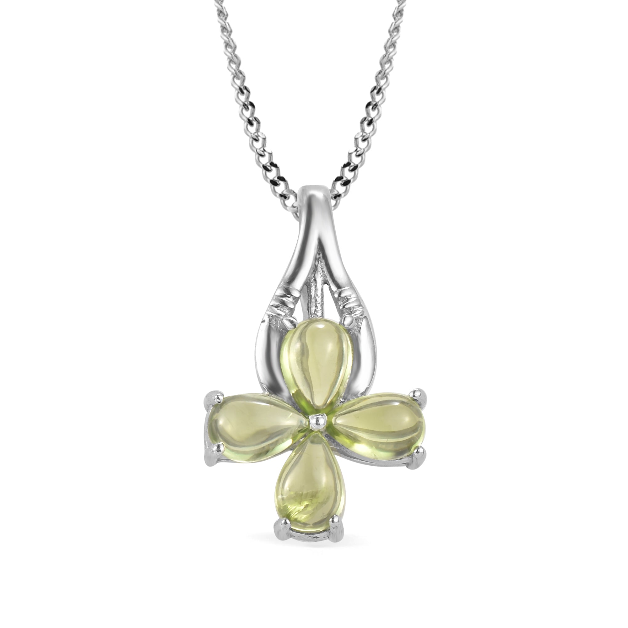 Peridot Pear Pendant with Prong Setting
