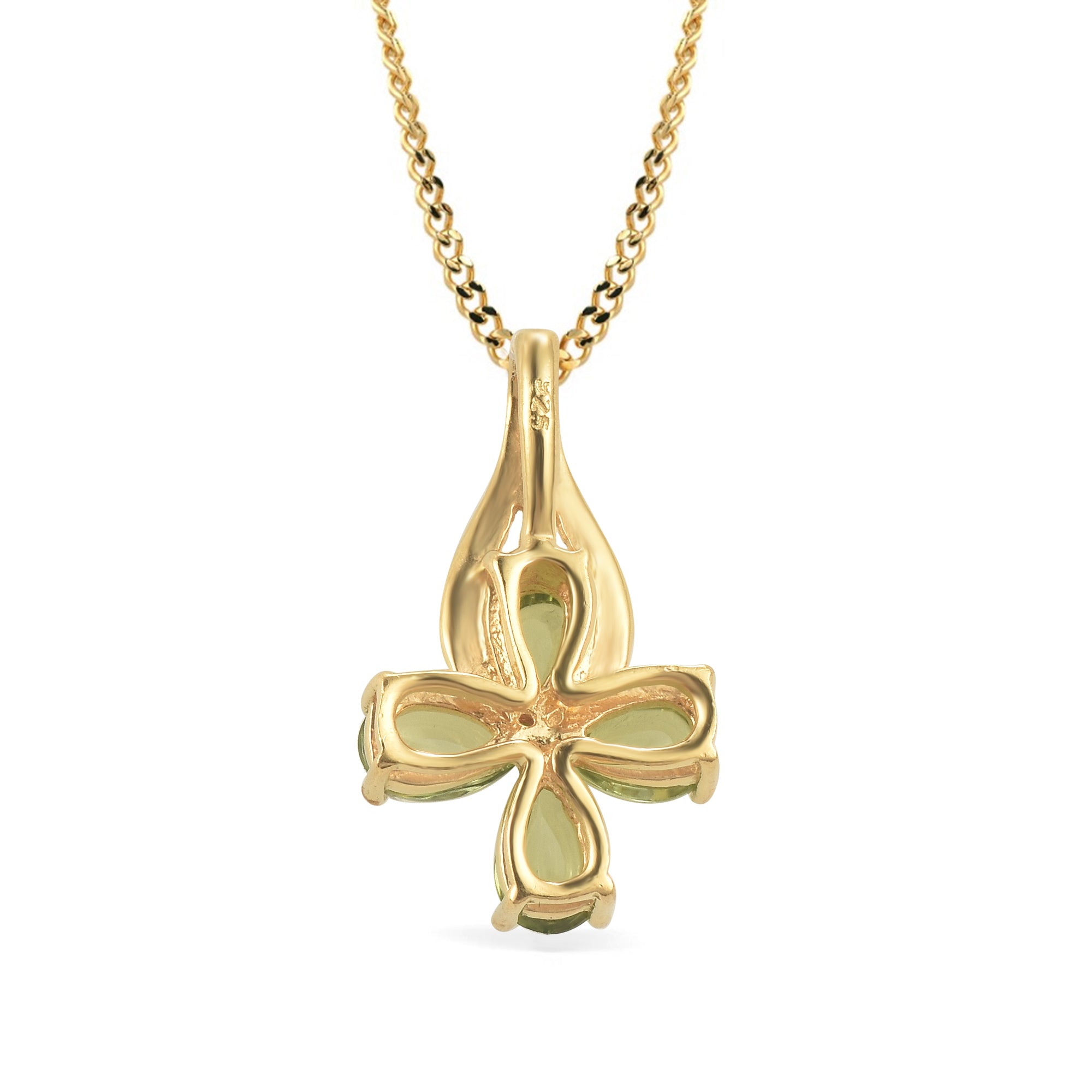 Peridot Pear Pendant with Prong Setting