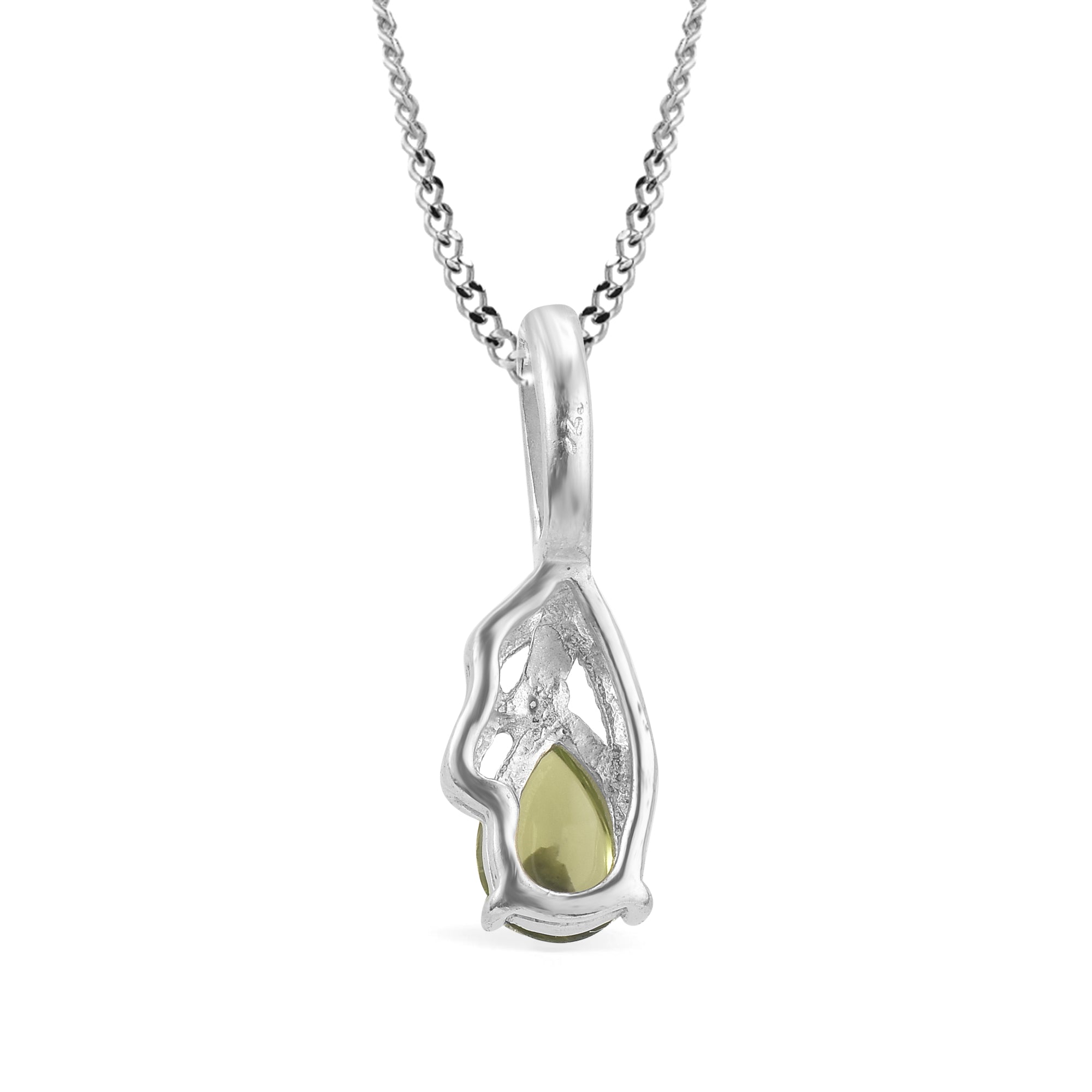 Peridot Pear Pendant with Prong Setting