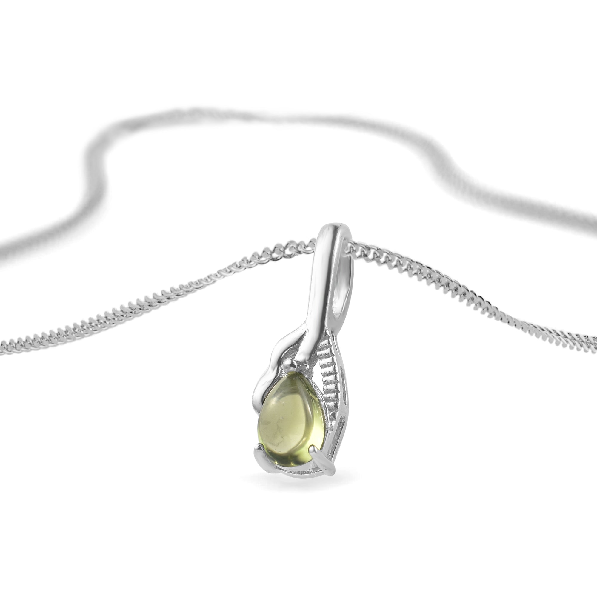 Peridot Pear Pendant with Prong Setting
