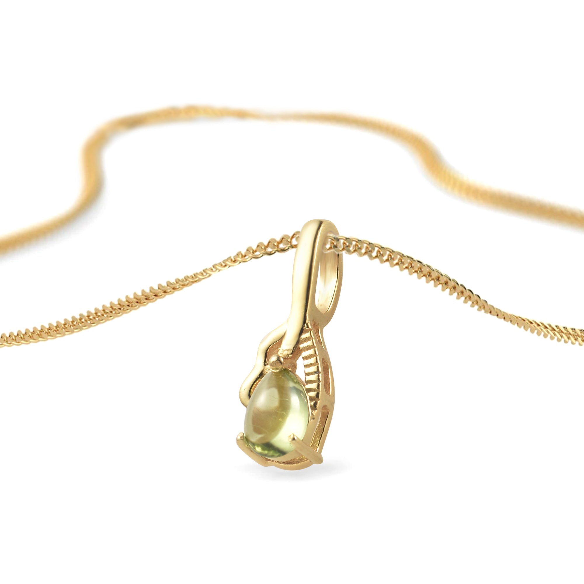 Peridot Pear Pendant with Prong Setting