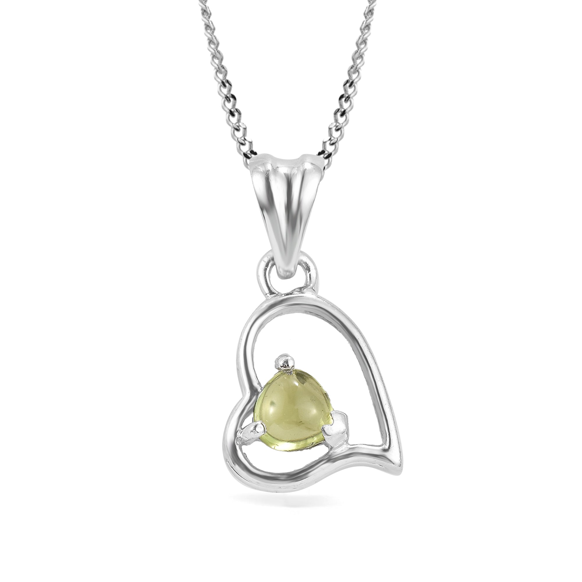Peridot Heart Pendant with Prong Setting