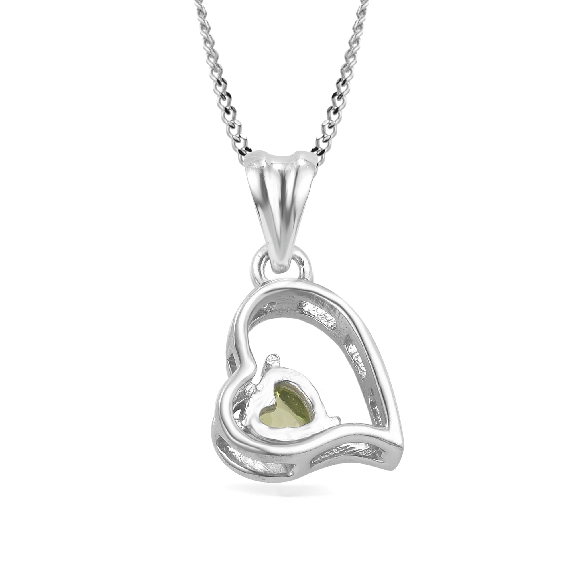 Peridot Heart Pendant with Prong Setting