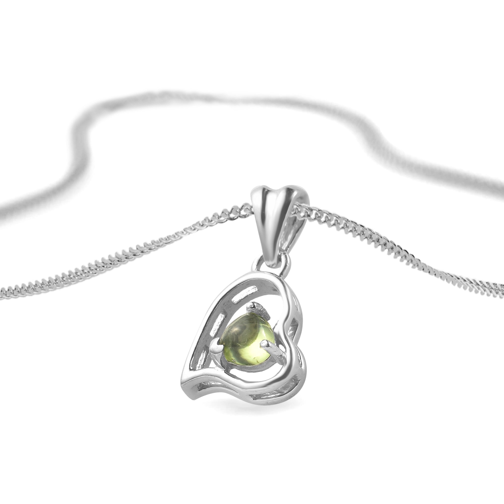 Peridot Heart Pendant with Prong Setting