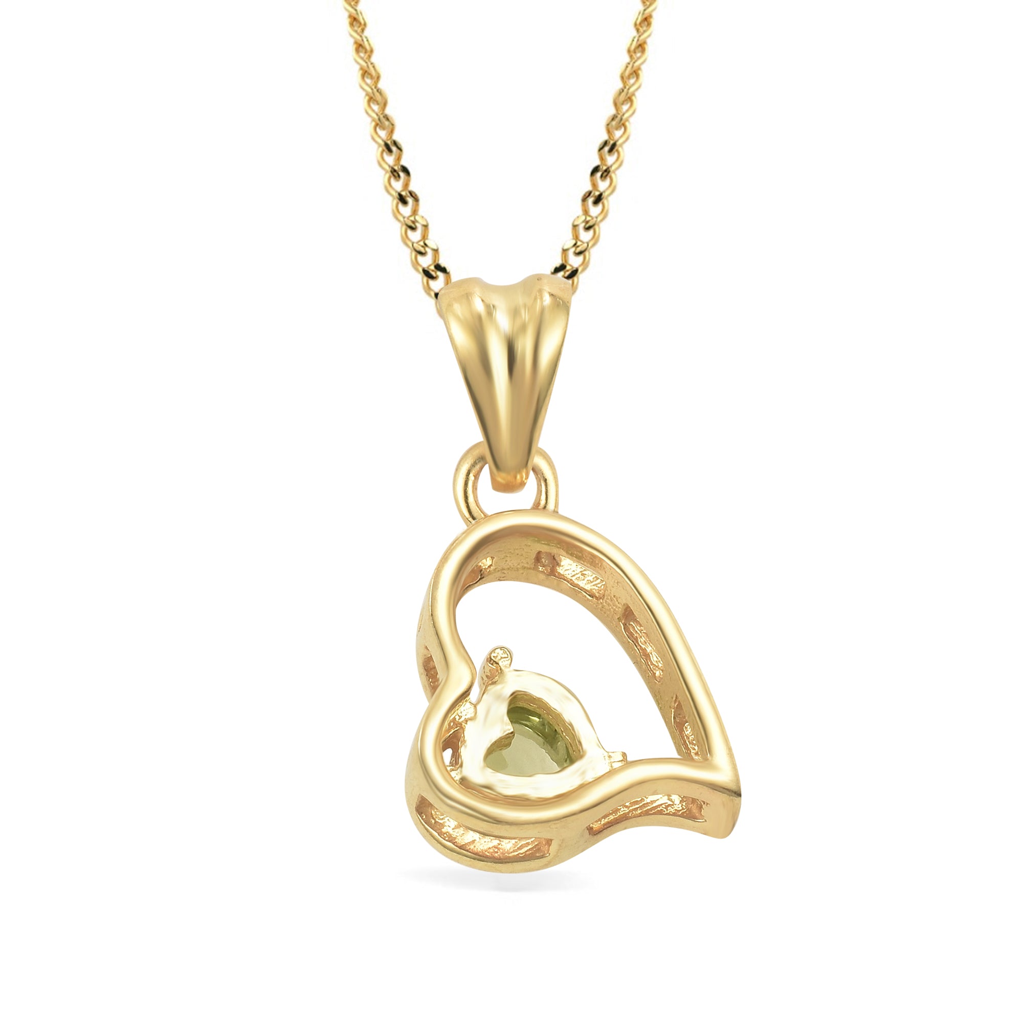 Peridot Heart Pendant with Prong Setting