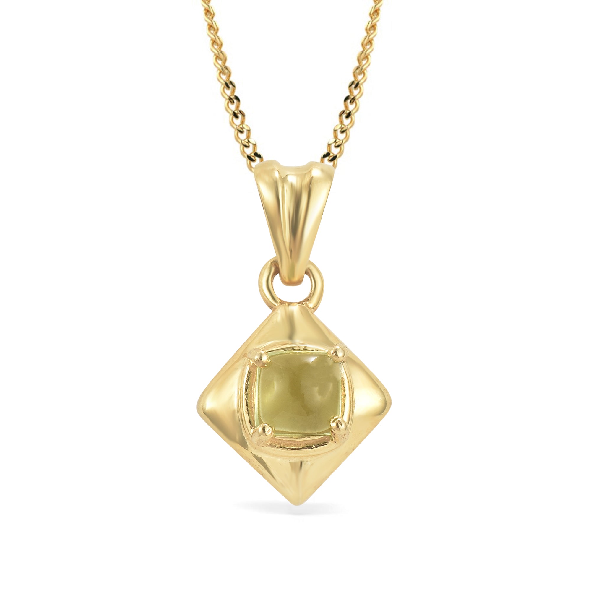Peridot Cushion Pendant with Prong Setting