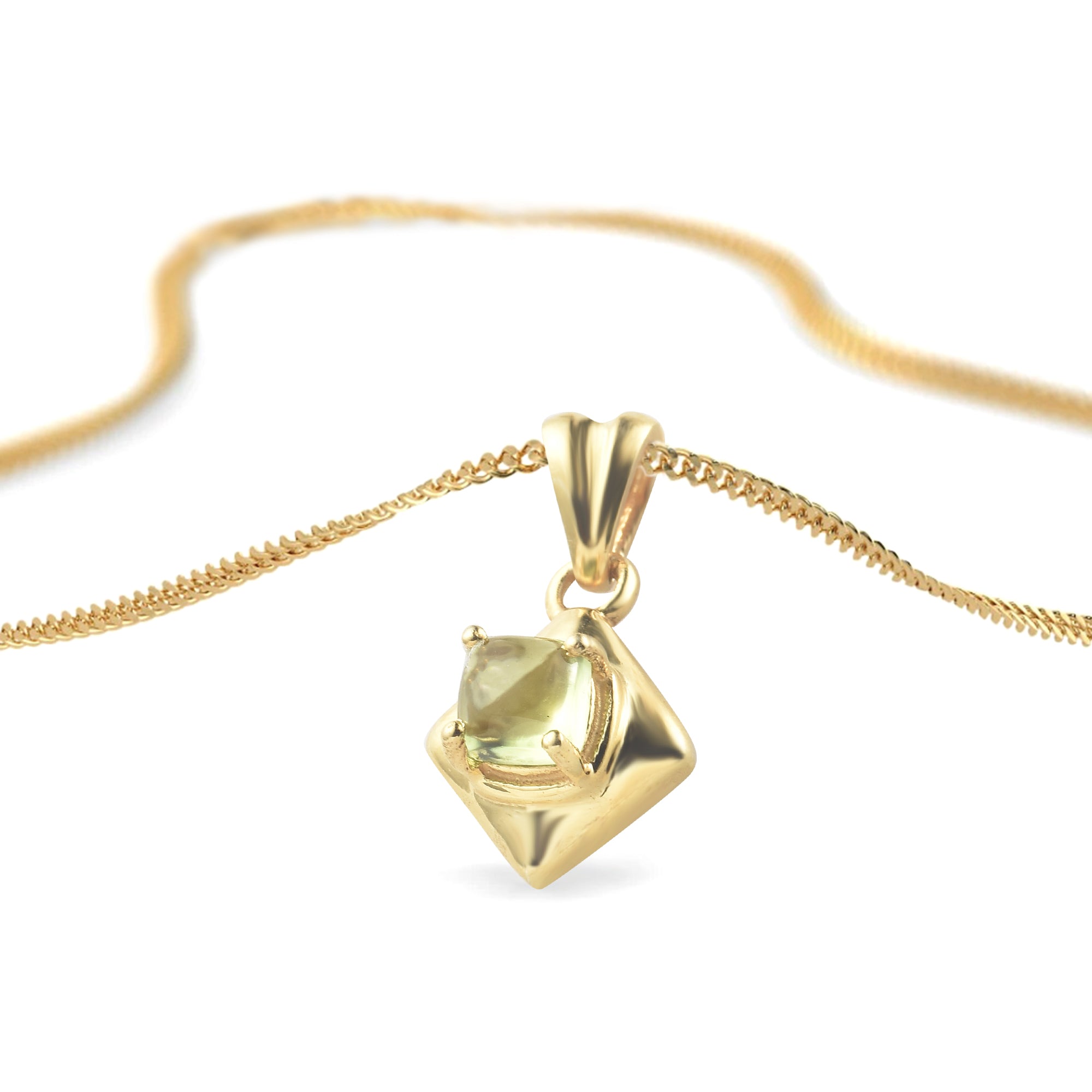 Peridot Cushion Pendant with Prong Setting