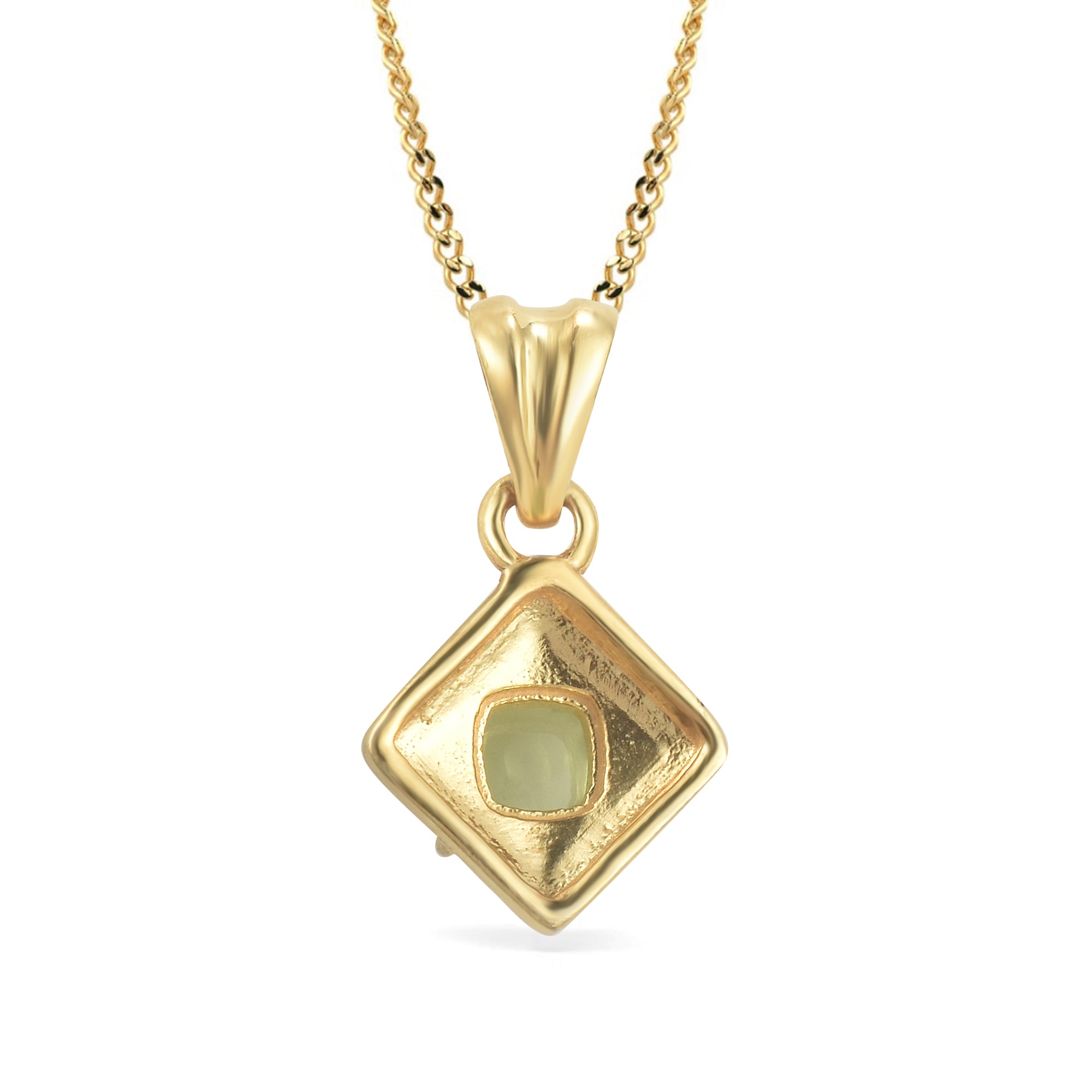 Peridot Cushion Pendant with Prong Setting