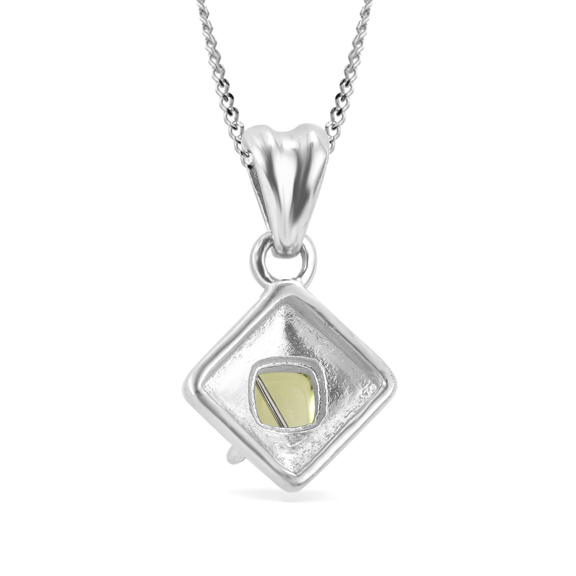 Peridot Cushion Pendant with Prong Setting