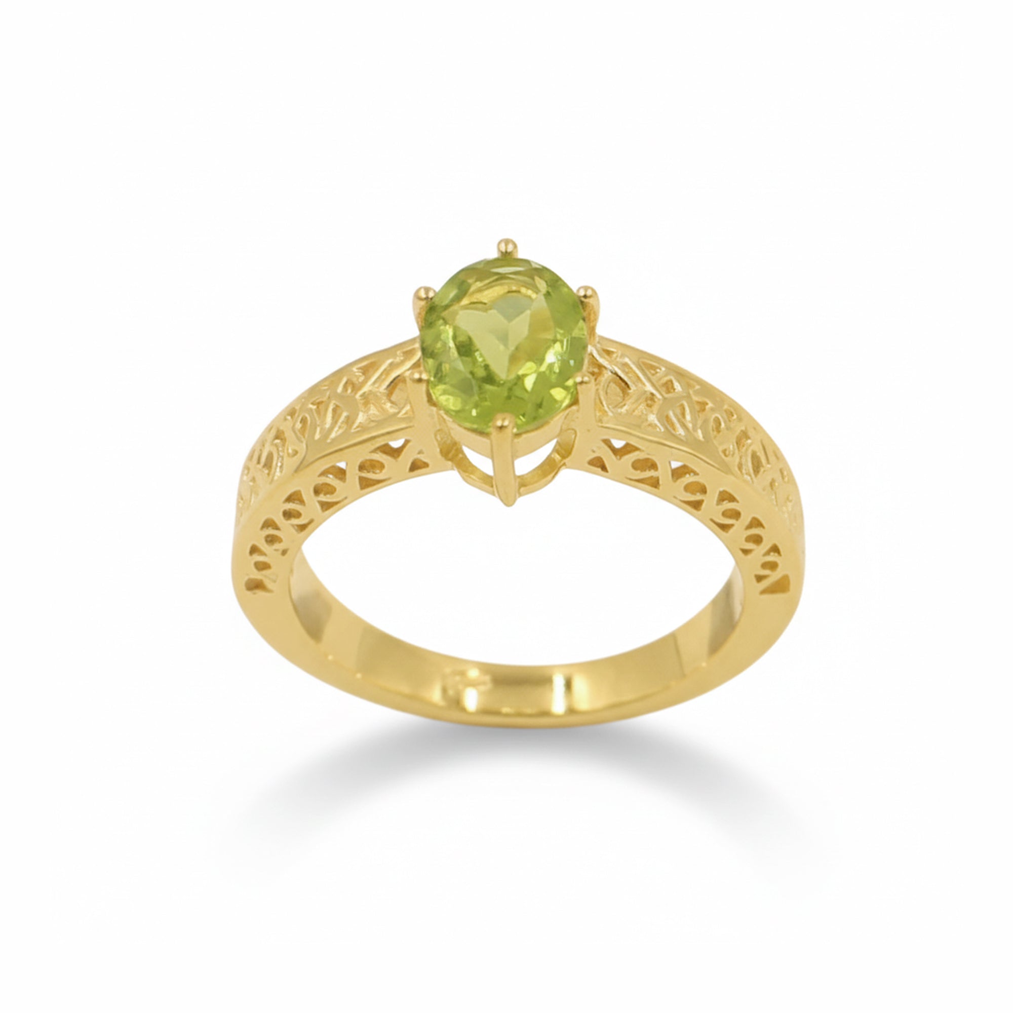 925 Silver Peridot Mughal Lattice Ring – Heritage Inspired Elegance