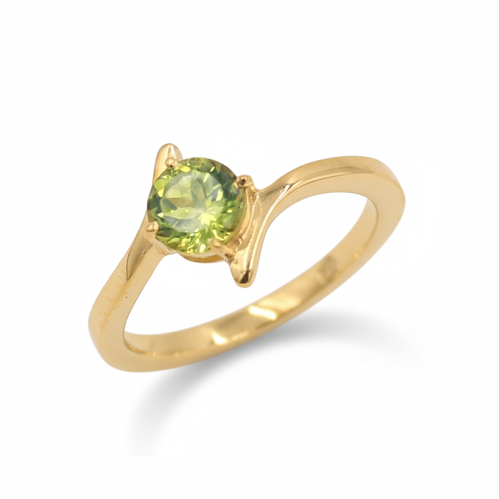 925 Silver Round Peridot Vintage Style Ring with Minimal Design